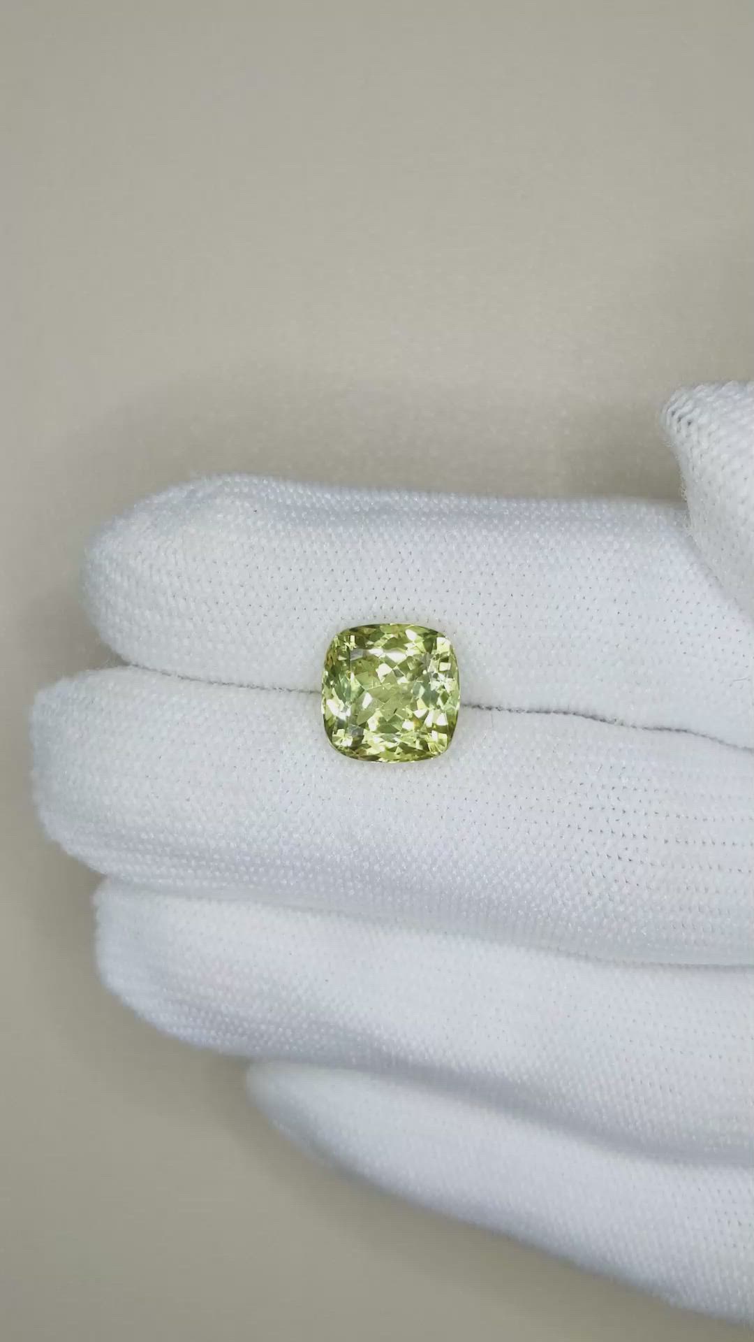 5.97 Ct. Greenish Yellow Chrysoberyl from Ceylon (Sri Lanka) Size Video