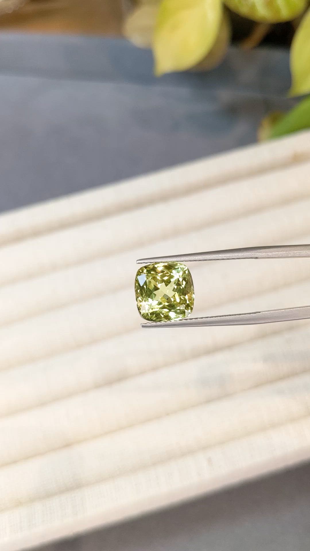 5.97 Ct. Greenish Yellow Chrysoberyl from Ceylon (Sri Lanka) Size Video