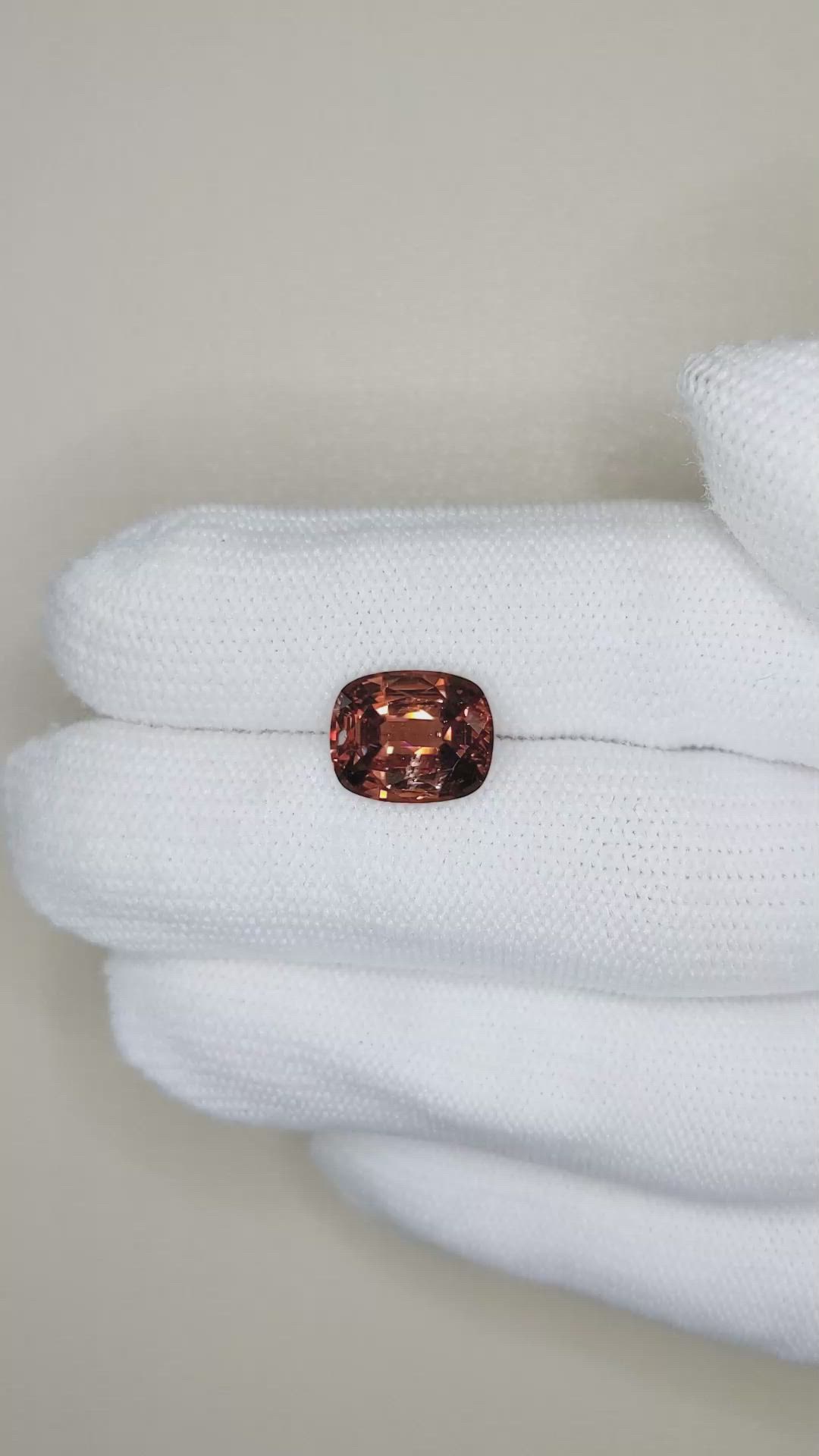6.52 Ct. Orangish Brown Malaya Garnet from Tanzania Size Video