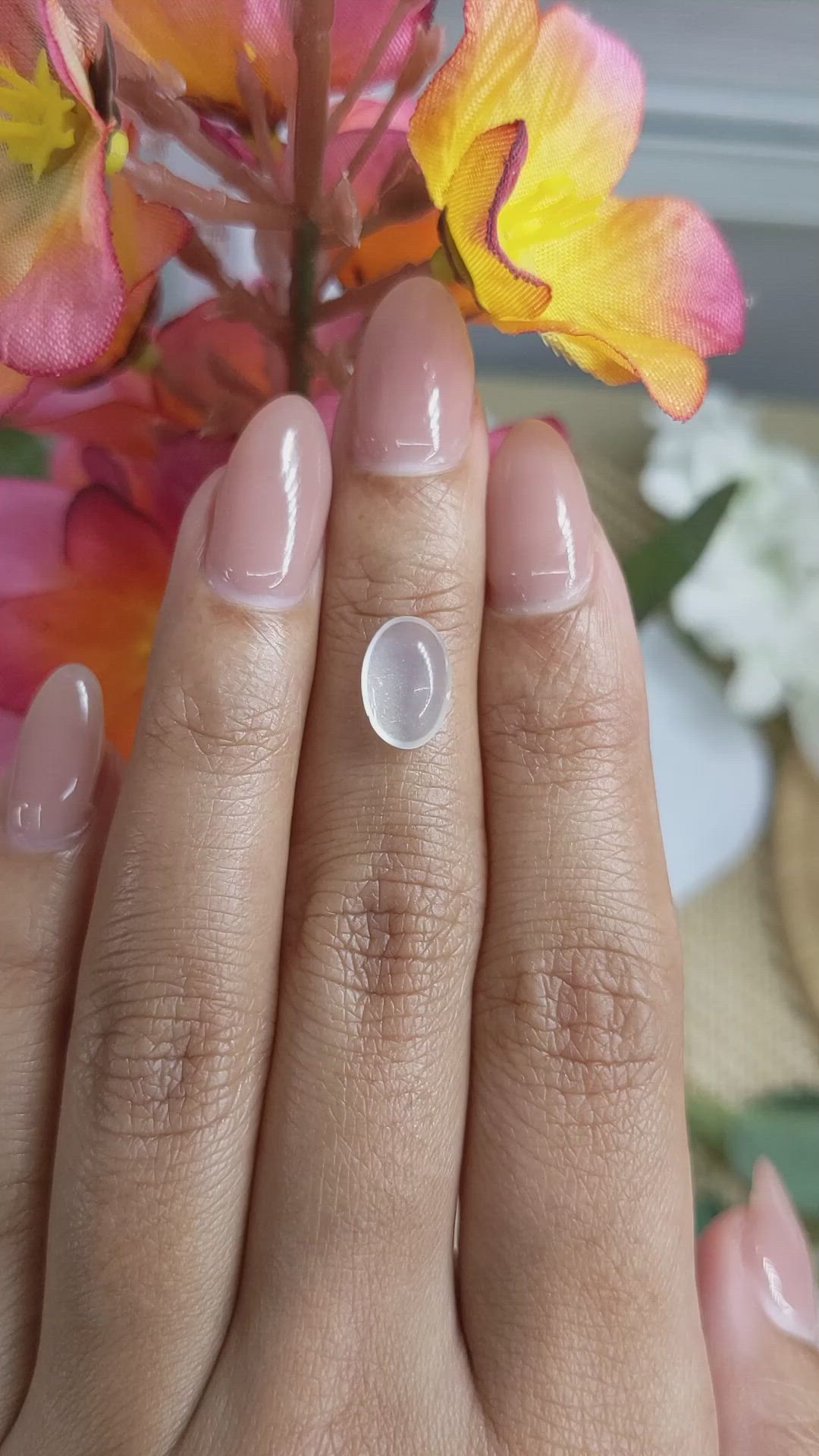 1.59 Ct. White Cabochon Moonstone from Ceylon (Sri Lanka) Size Video