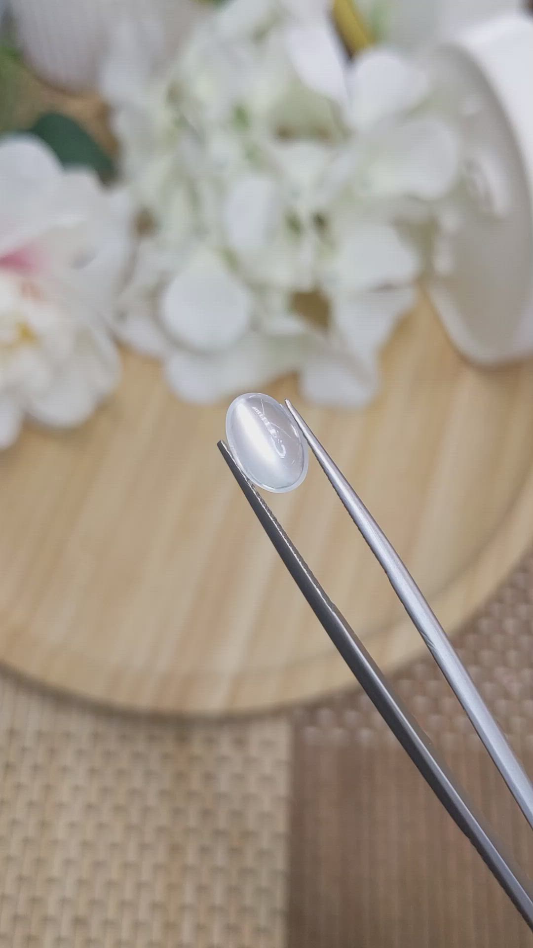 1.59 Ct. White Cabochon Moonstone from Ceylon (Sri Lanka) Size Video
