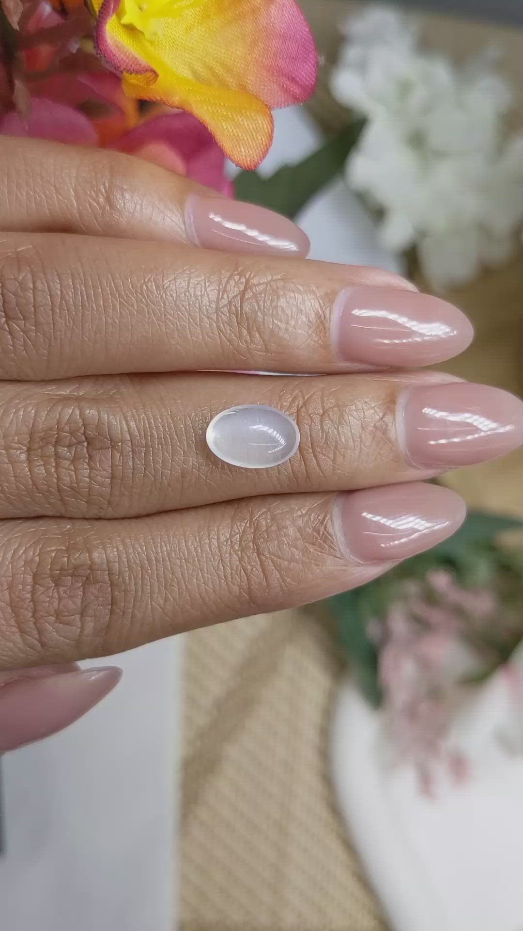 1.59 Ct. White Cabochon Moonstone from Ceylon (Sri Lanka) Size Video