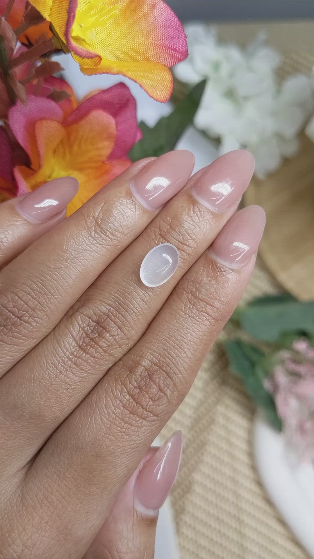 1.59 Ct. White Cabochon Moonstone from Ceylon (Sri Lanka) Size Video