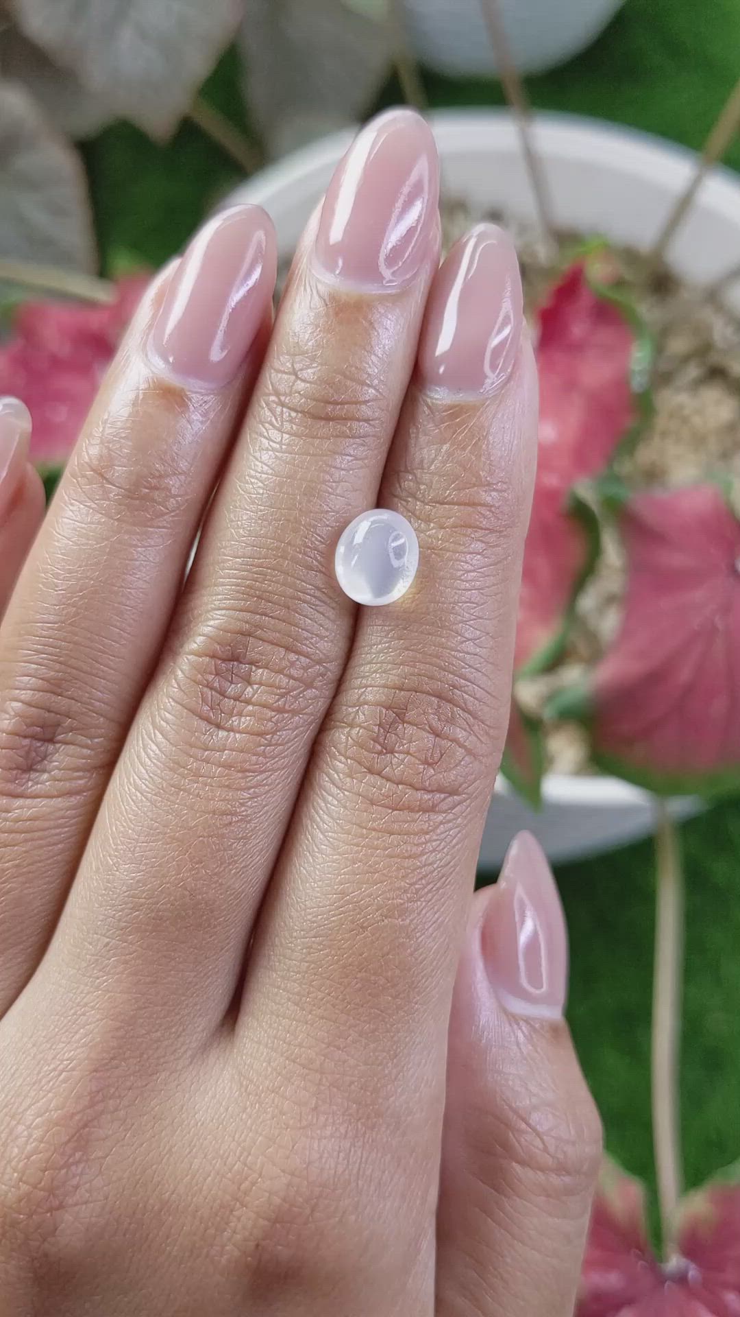 2.11 Ct. White Cabochon Moonstone from Ceylon (Sri Lanka) Size Video