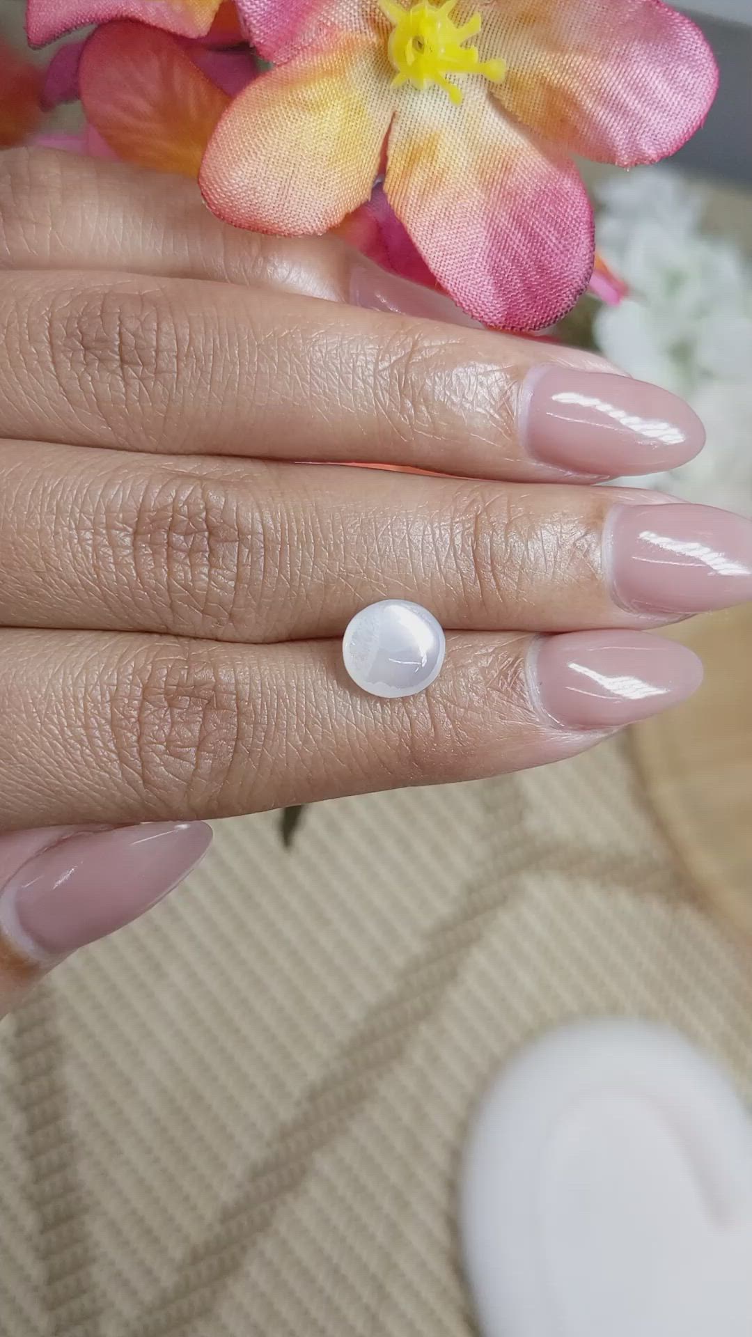 2.26 Ct. White Cabochon Moonstone from Ceylon (Sri Lanka) Size Video