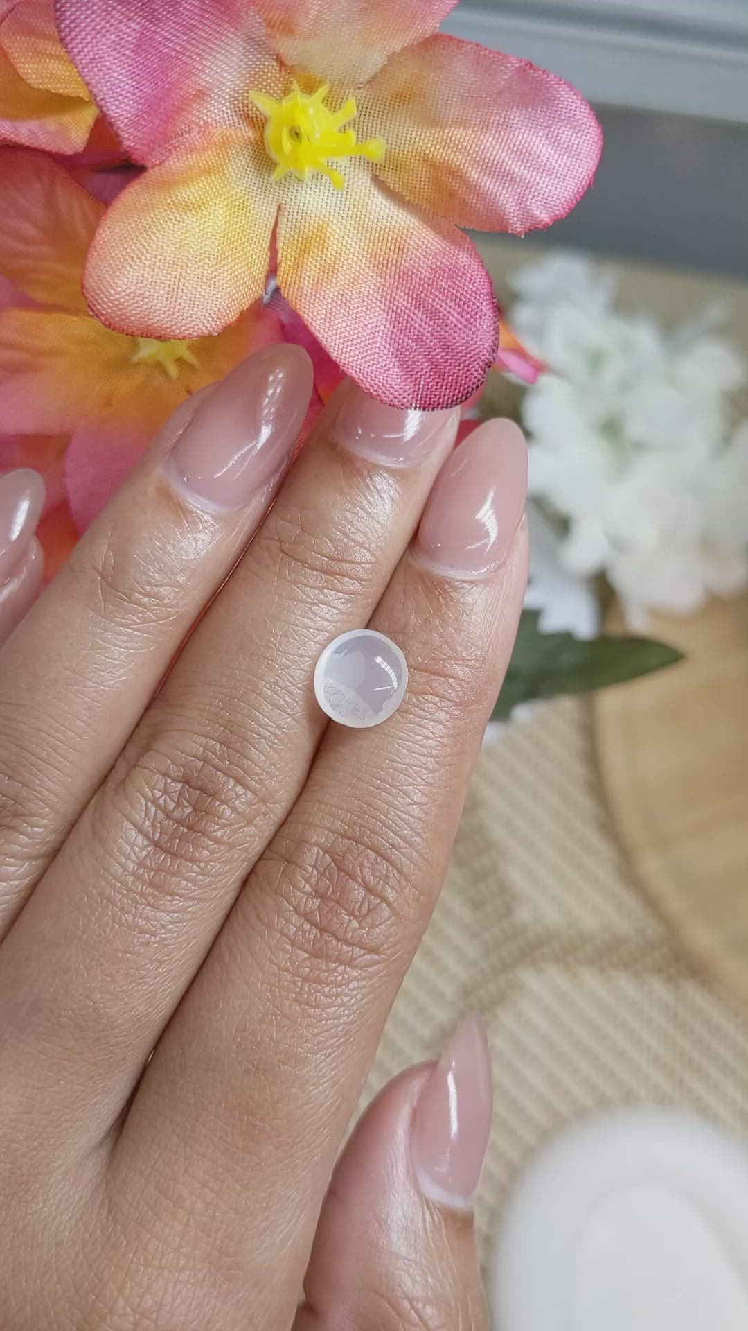 2.26 Ct. White Cabochon Moonstone from Ceylon (Sri Lanka) Size Video