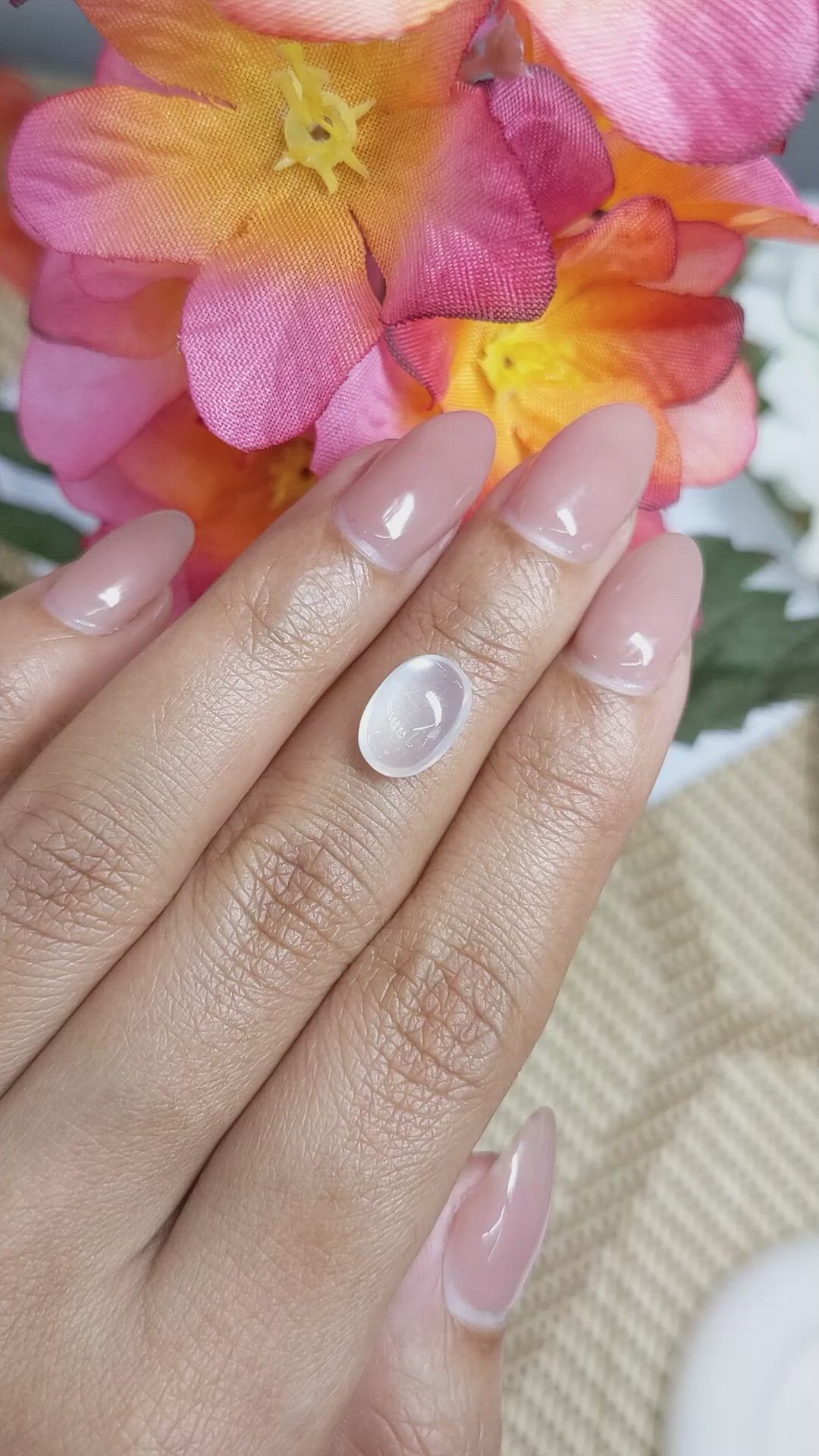 2.37 Ct. White Cabochon Moonstone from Ceylon (Sri Lanka) Size Video