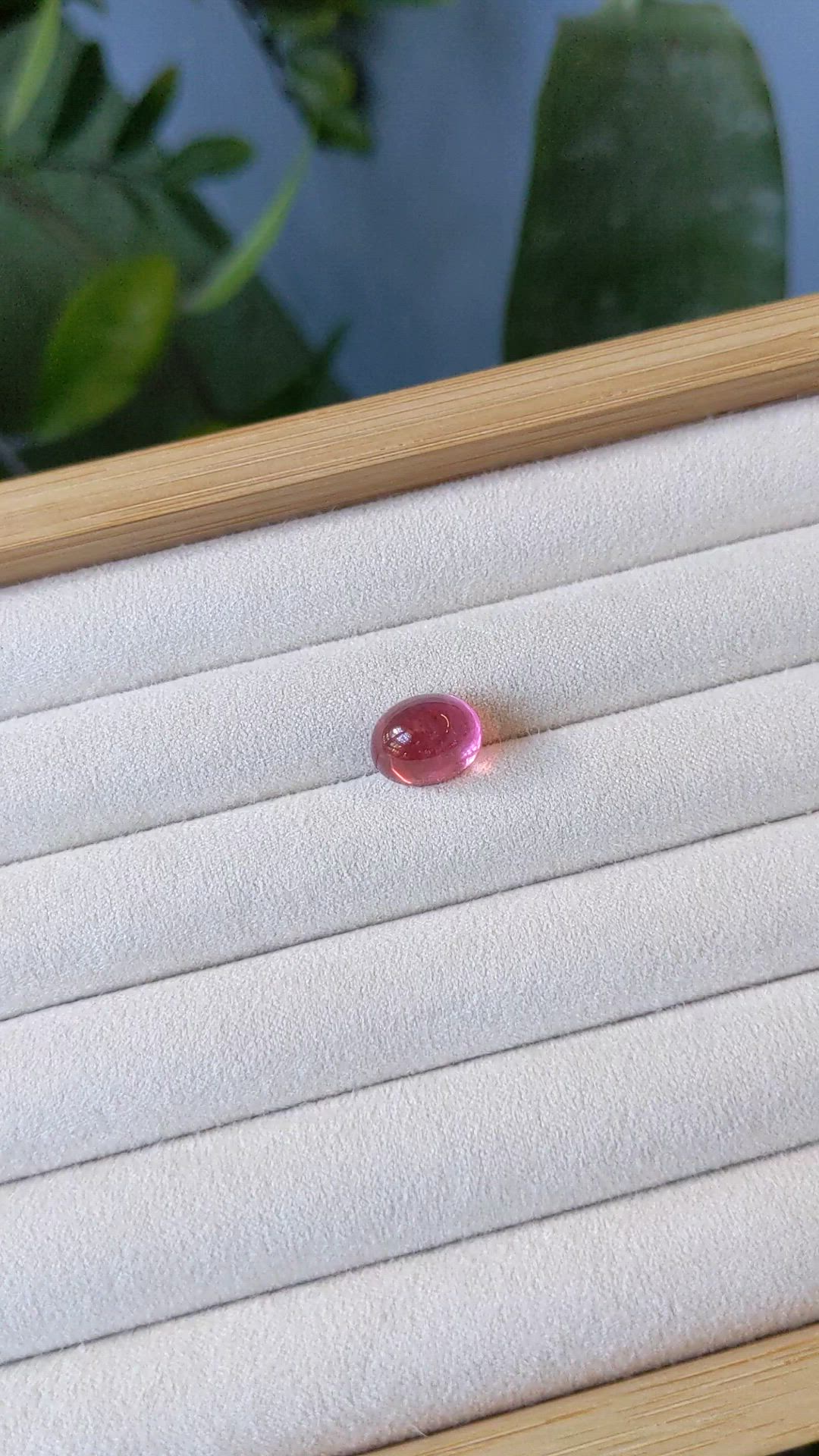 7.23 Ct. Reddish Pink Cabochon Rubellite Tourmaline from Nigeria Size Video