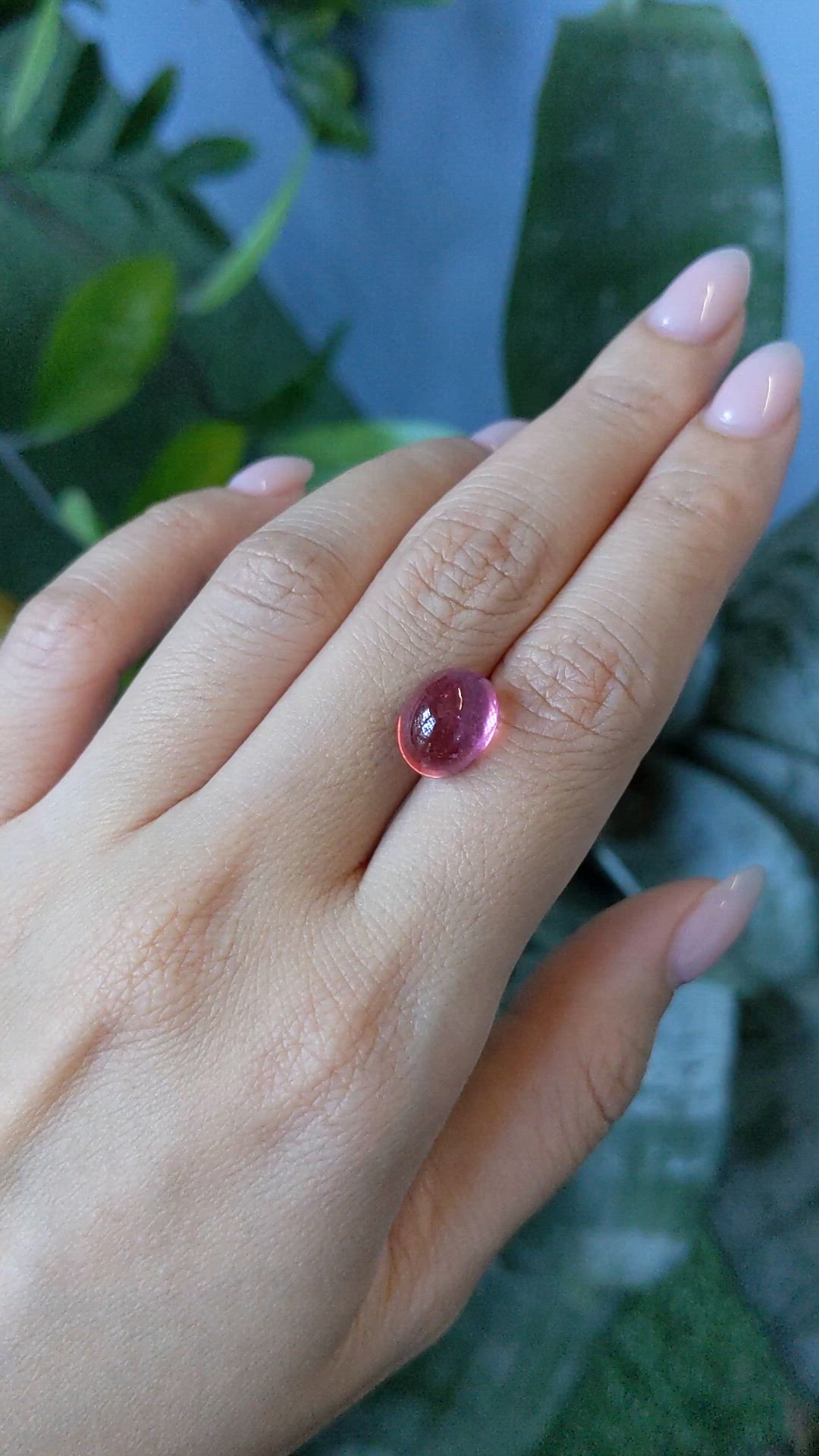 7.23 Ct. Reddish Pink Cabochon Rubellite Tourmaline from Nigeria Size Video