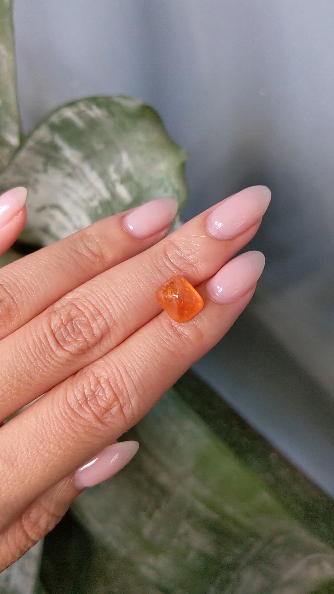 6.87 Ct. Orange Cabochon Spessartite Garnet from Nigeria Size Video