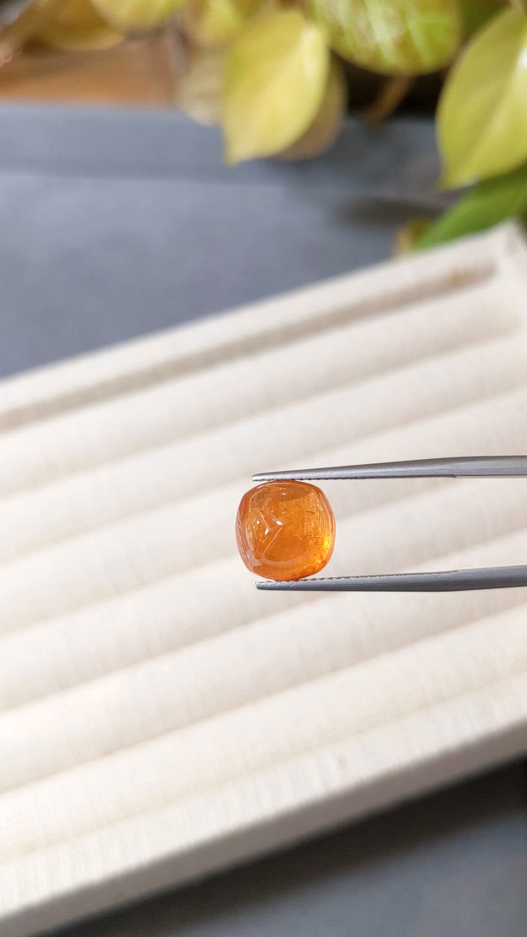 7.40 Ct. Orange Cabochon Spessartite Garnet from Nigeria Size Video