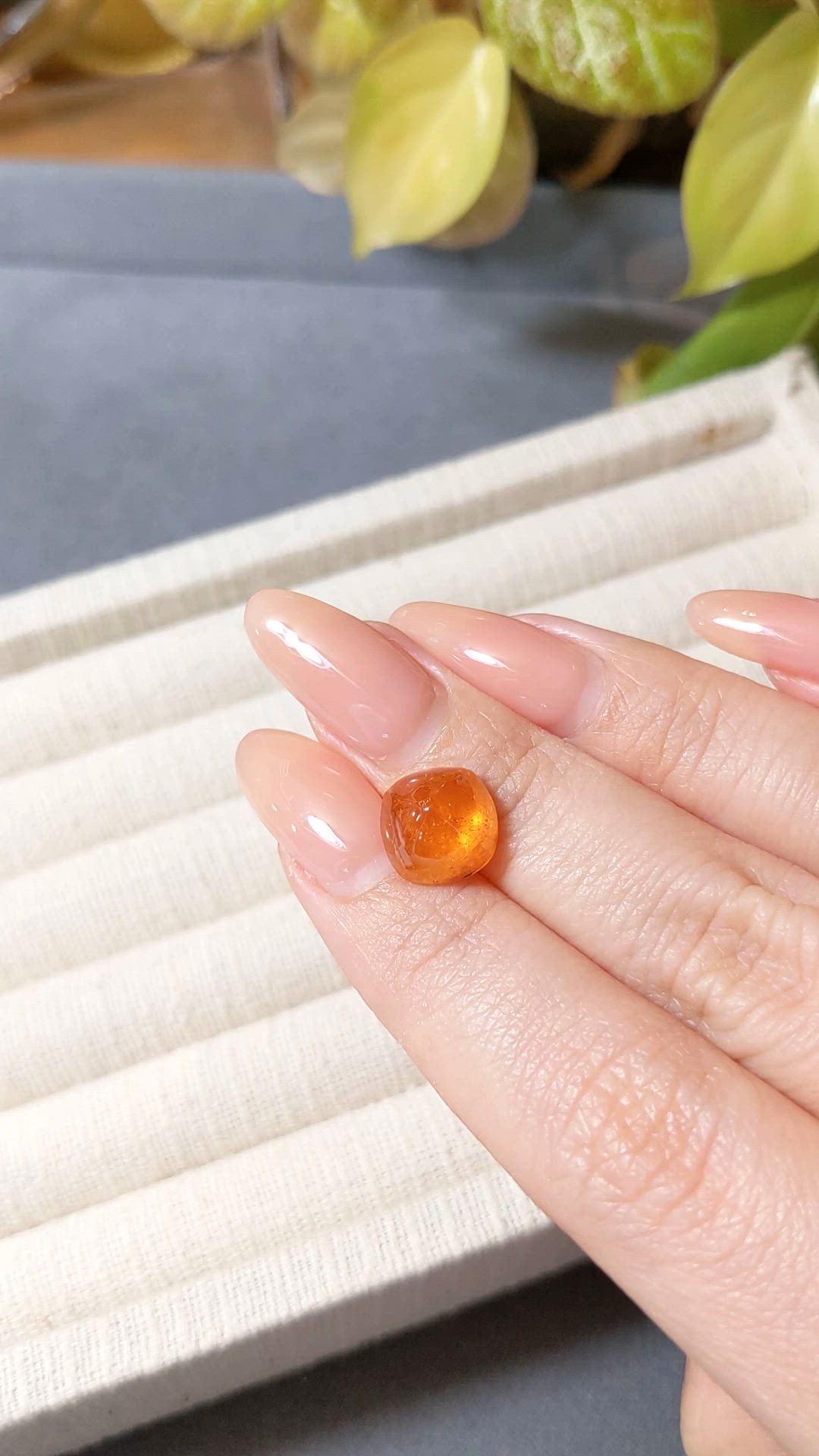 7.40 Ct. Orange Cabochon Spessartite Garnet from Nigeria Size Video