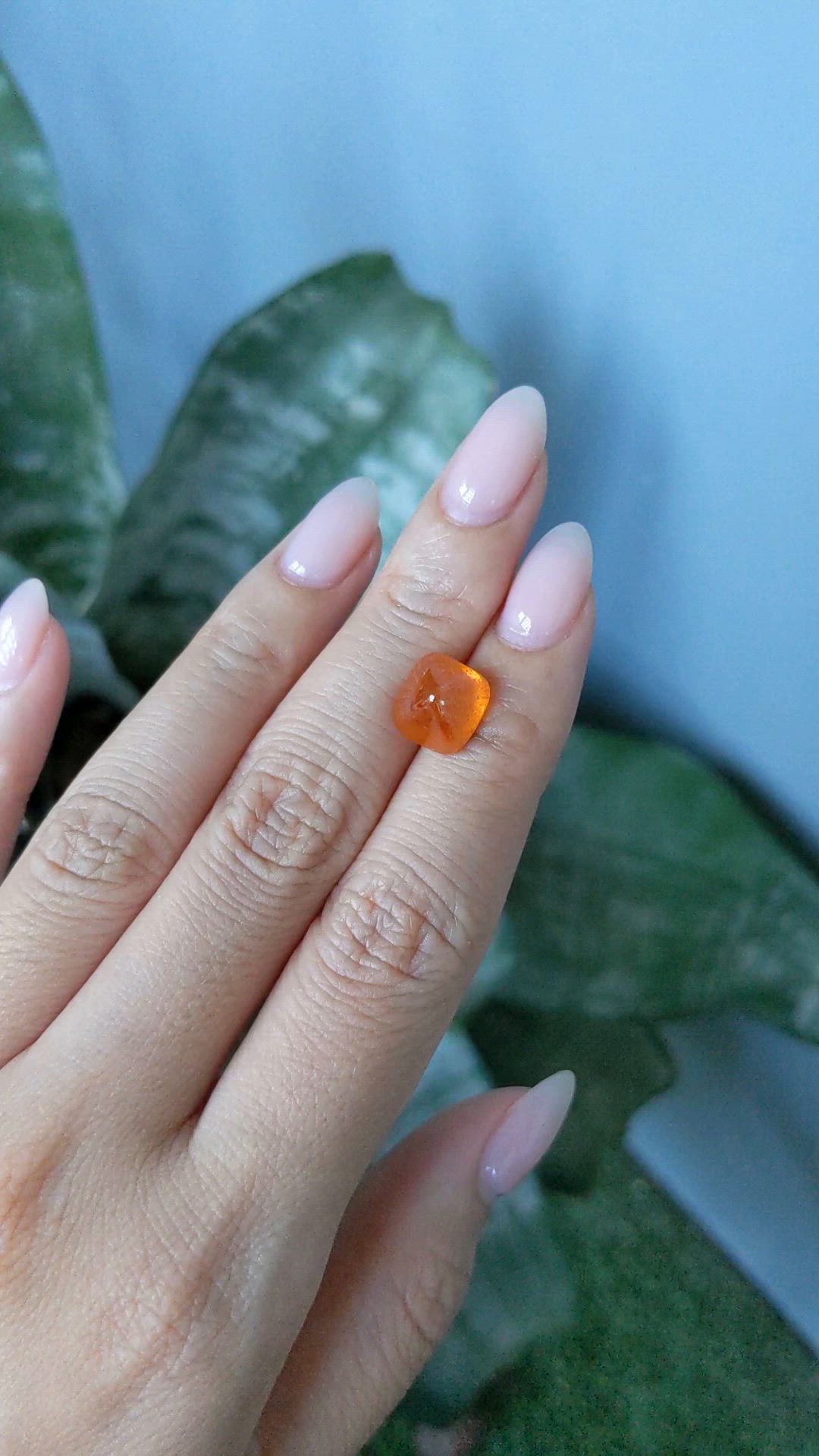 7.95 Ct. Orange Cabochon Spessartite Garnet from Nigeria Size Video