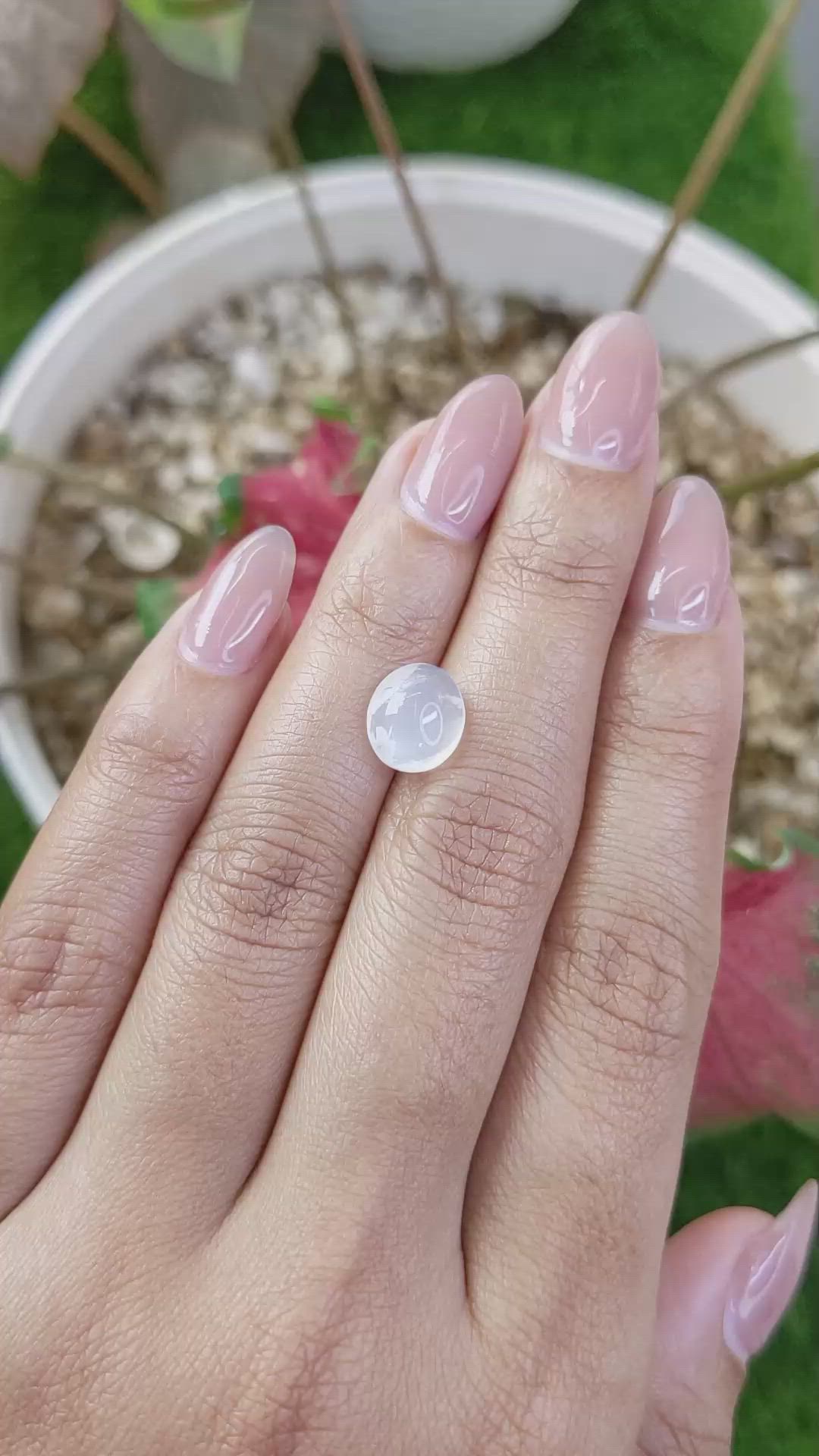 2.44 Ct. White Cabochon Moonstone from Ceylon (Sri Lanka) Size Video