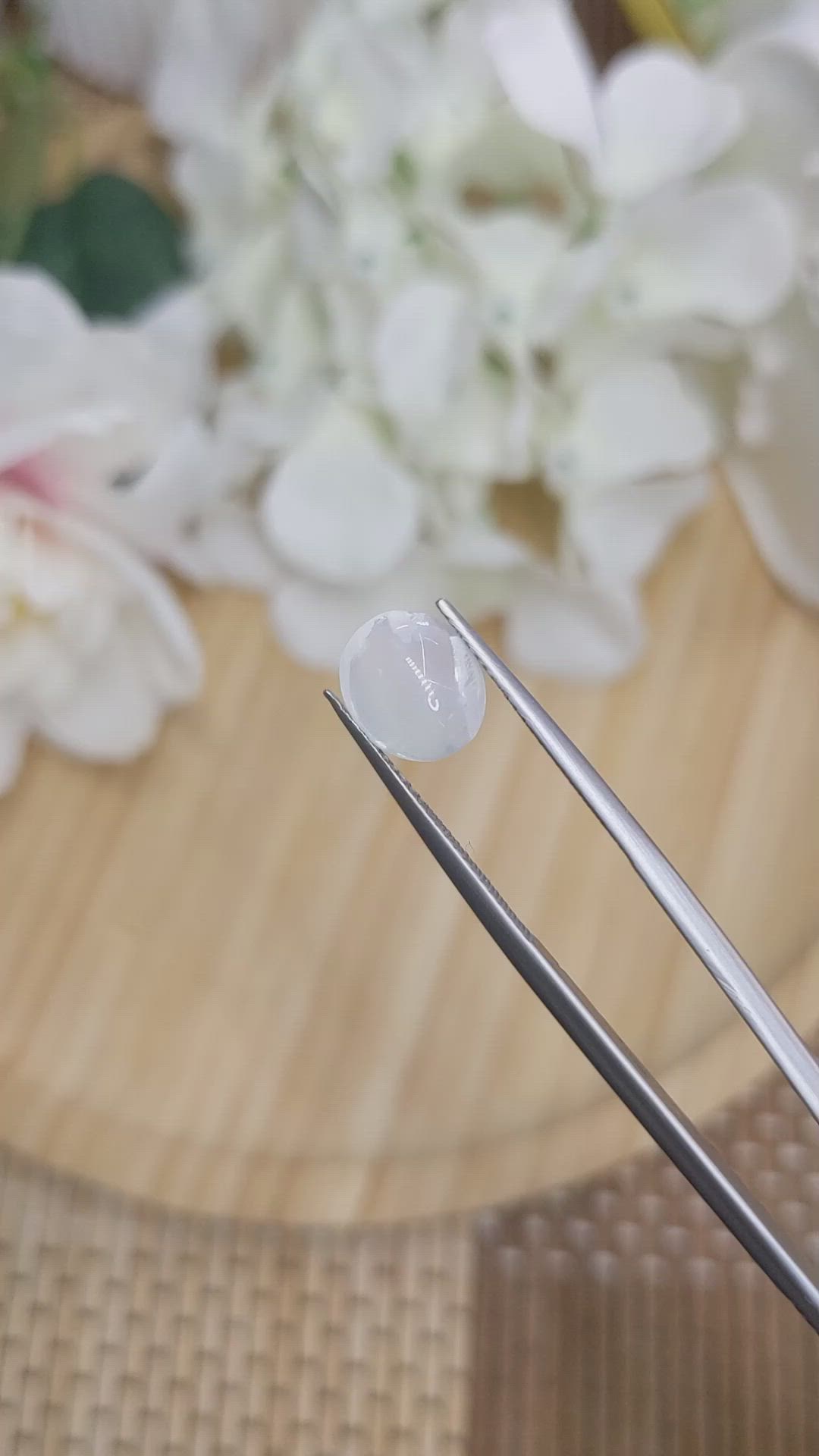 2.44 Ct. White Cabochon Moonstone from Ceylon (Sri Lanka) Size Video