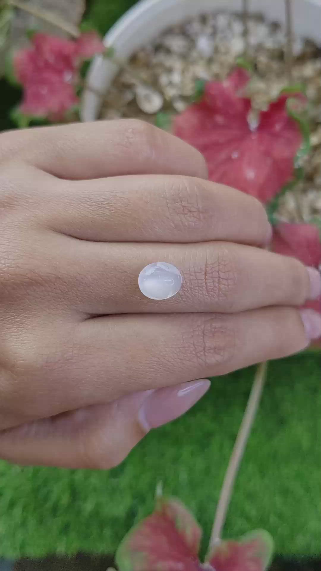 2.44 Ct. White Cabochon Moonstone from Ceylon (Sri Lanka) Size Video