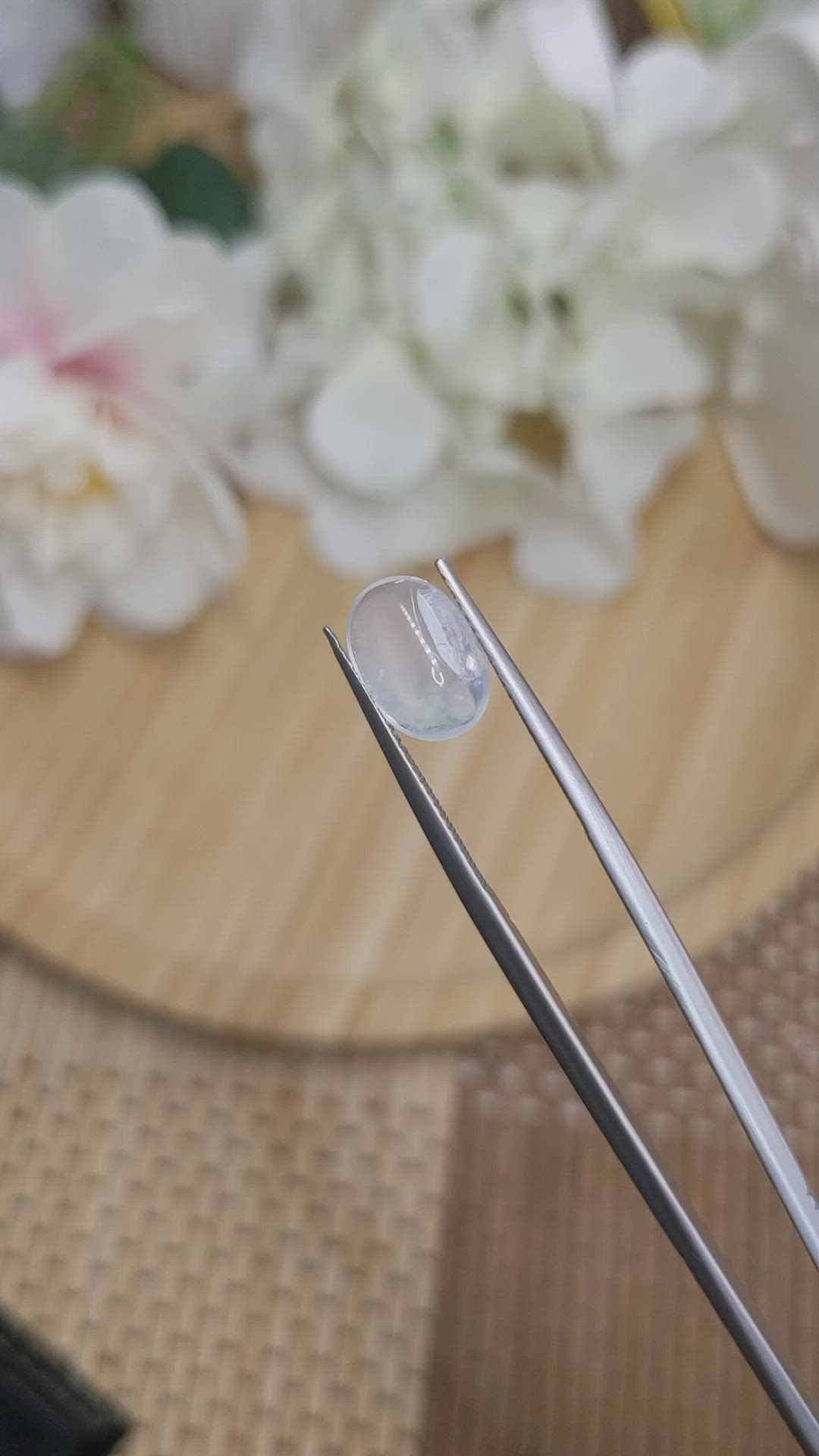 2.45 Ct. White Cabochon Moonstone from Ceylon (Sri Lanka) Size Video