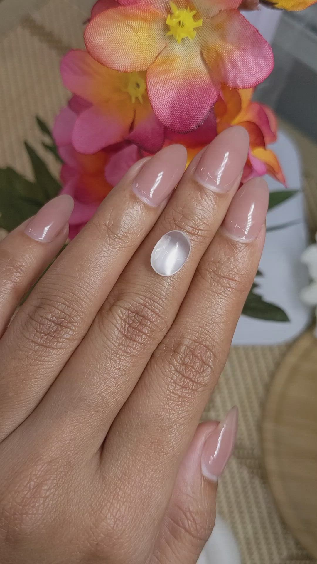 2.45 Ct. White Cabochon Moonstone from Ceylon (Sri Lanka) Size Video