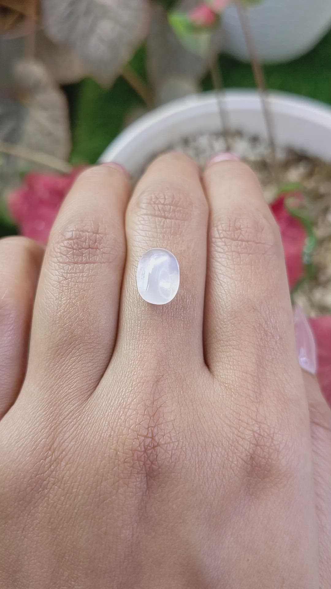 2.45 Ct. White Cabochon Moonstone from Ceylon (Sri Lanka) Size Video