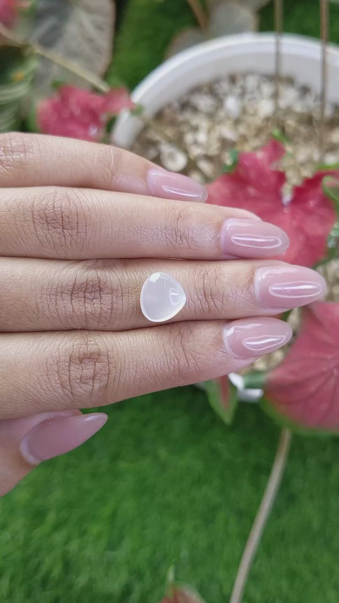 2.96 Ct. White Cabochon Moonstone from Ceylon (Sri Lanka) Size Video