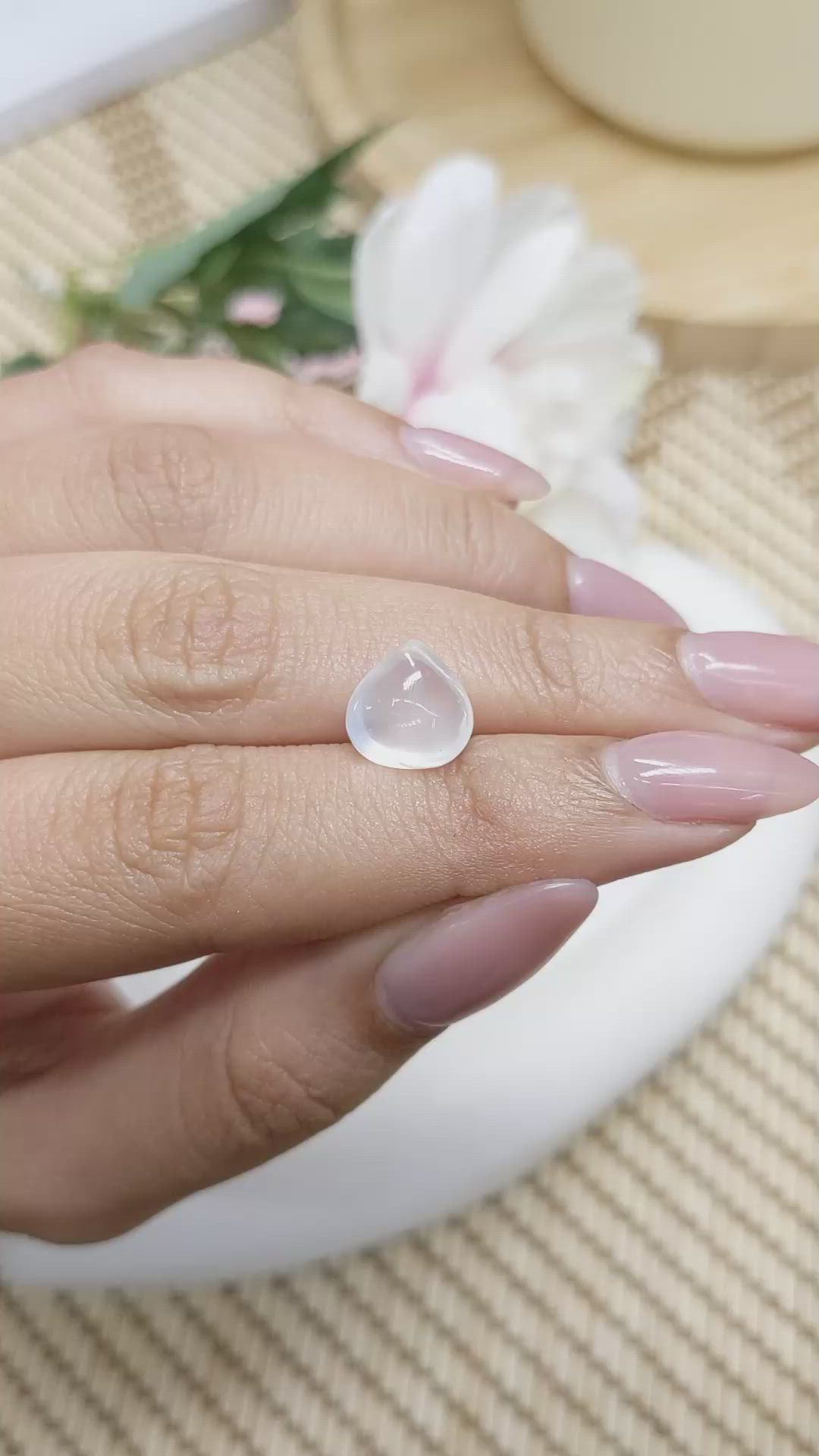 3.00 Ct. White Cabochon Moonstone from Ceylon (Sri Lanka) Size Video