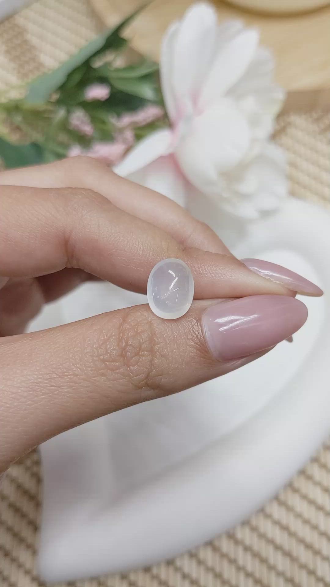 3.26 Ct. White Cabochon Moonstone from Ceylon (Sri Lanka) Size Video