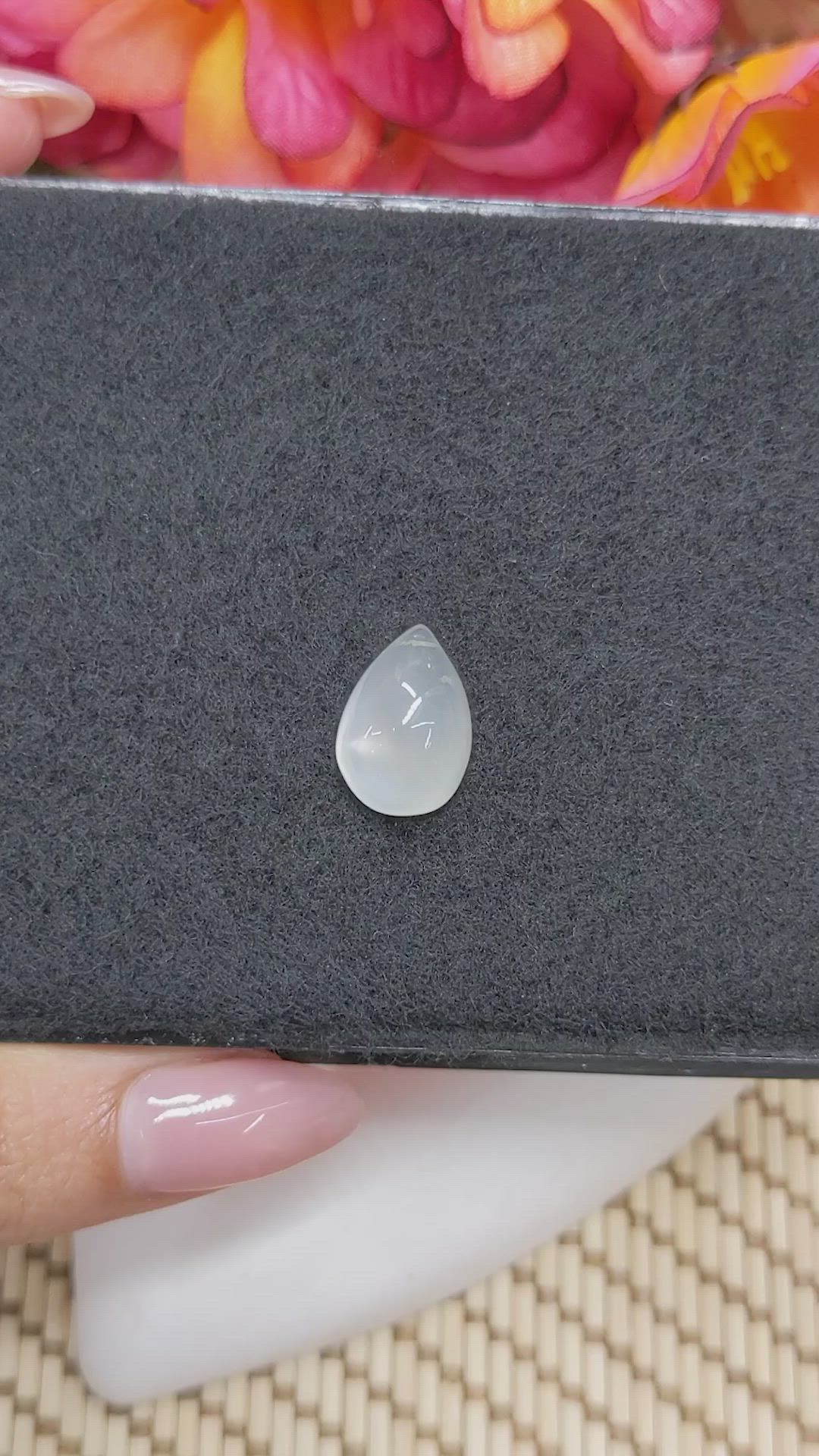 6.51 Ct. White Cabochon Moonstone from Ceylon (Sri Lanka) Size Video