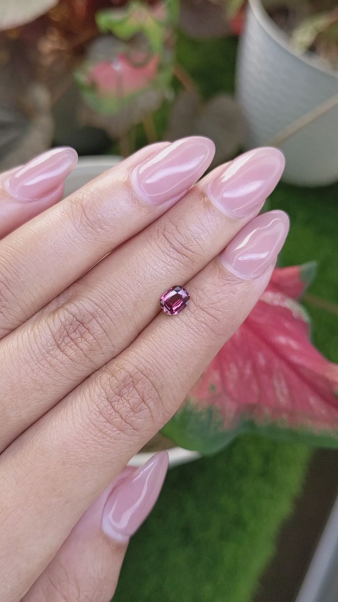 0.60 Ct. Purplish Pink Rhodolite Garnet from Ceylon (Sri Lanka) Size Video
