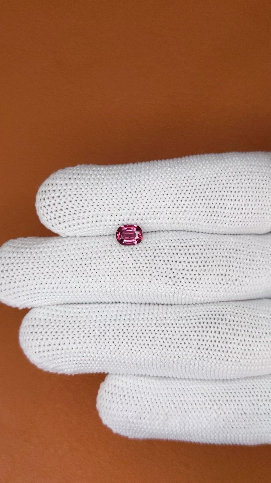 0.60 Ct. Purplish Pink Rhodolite Garnet from Ceylon (Sri Lanka) Size Video