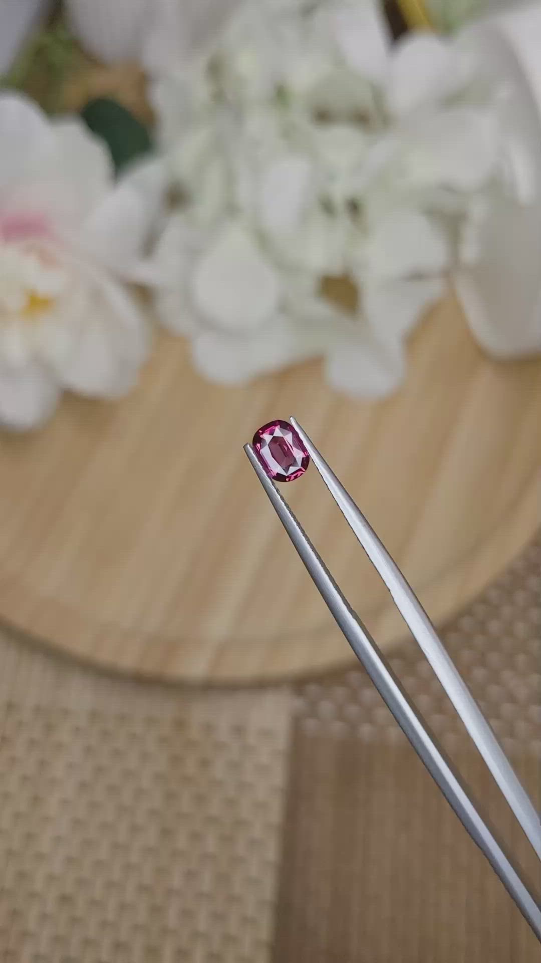 0.60 Ct. Purplish Pink Rhodolite Garnet from Ceylon (Sri Lanka) Size Video