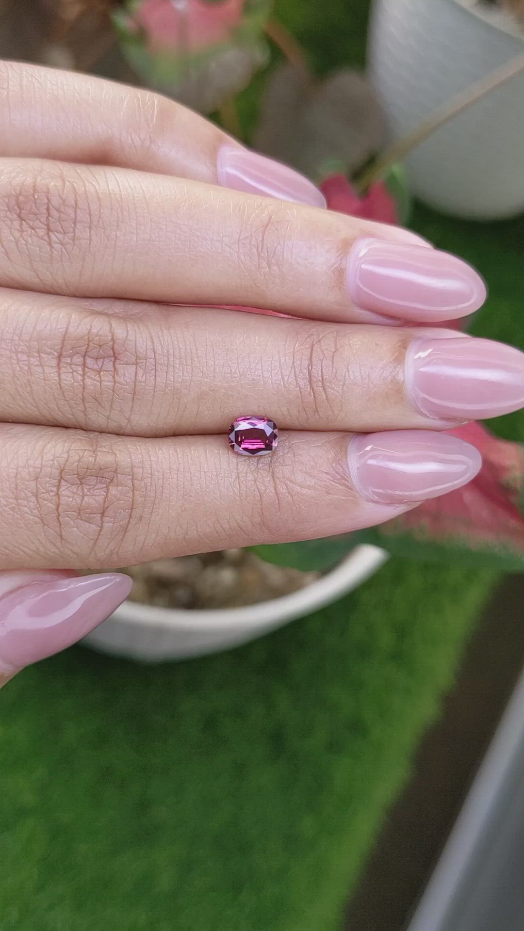 0.60 Ct. Purplish Pink Rhodolite Garnet from Ceylon (Sri Lanka) Size Video
