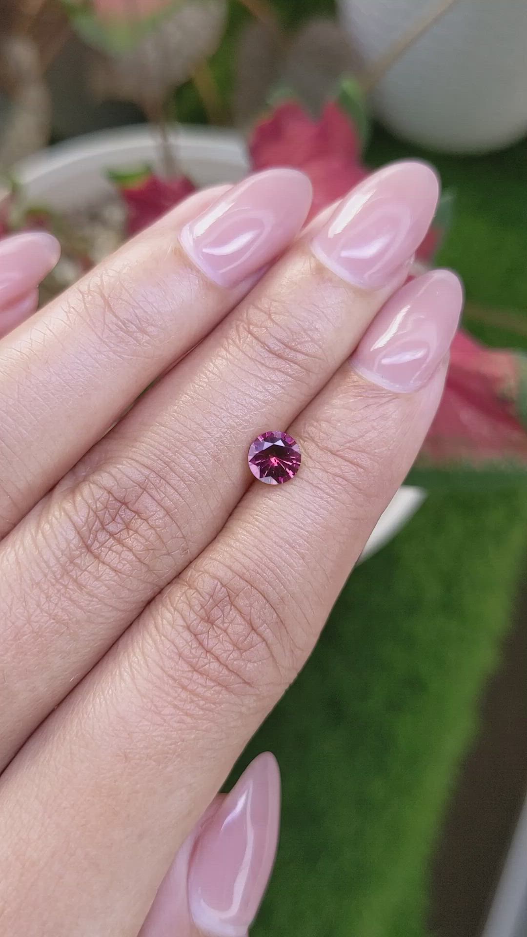 0.73 Ct. Purplish Pink Rhodolite Garnet from Ceylon (Sri Lanka) Size Video