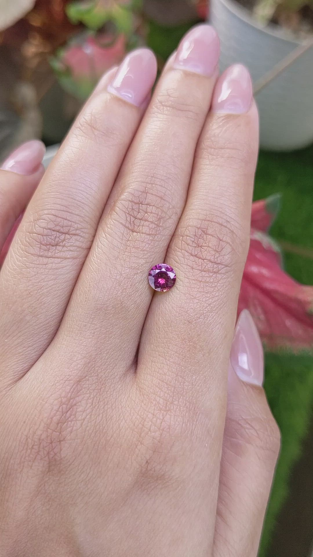 0.73 Ct. Purplish Pink Rhodolite Garnet from Ceylon (Sri Lanka) Size Video