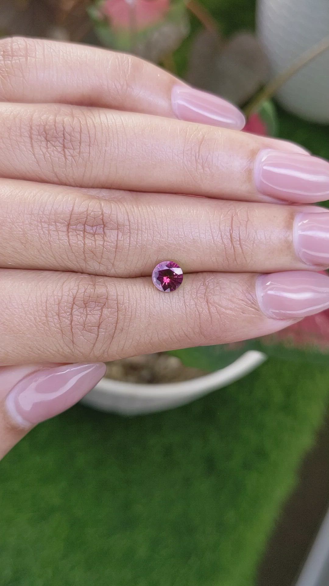0.73 Ct. Purplish Pink Rhodolite Garnet from Ceylon (Sri Lanka) Size Video