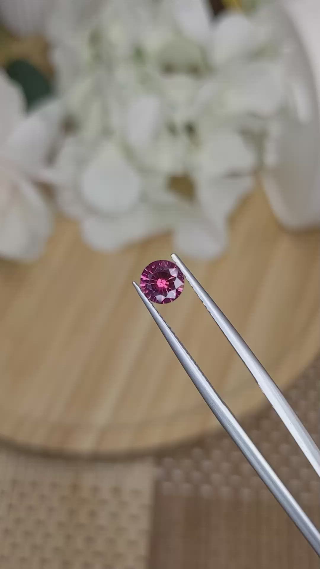 0.73 Ct. Purplish Pink Rhodolite Garnet from Ceylon (Sri Lanka) Size Video