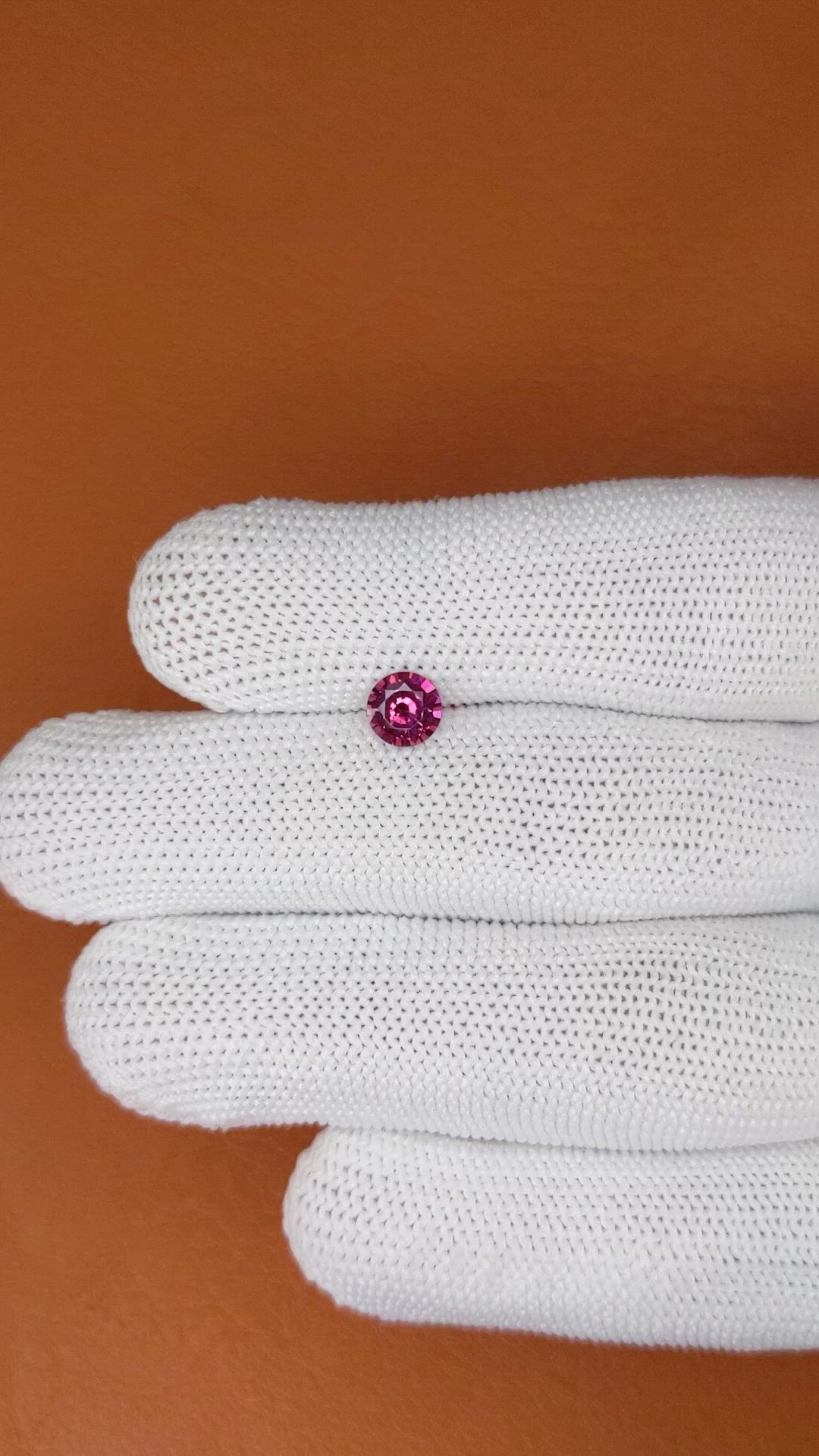 0.73 Ct. Purplish Pink Rhodolite Garnet from Ceylon (Sri Lanka) Size Video