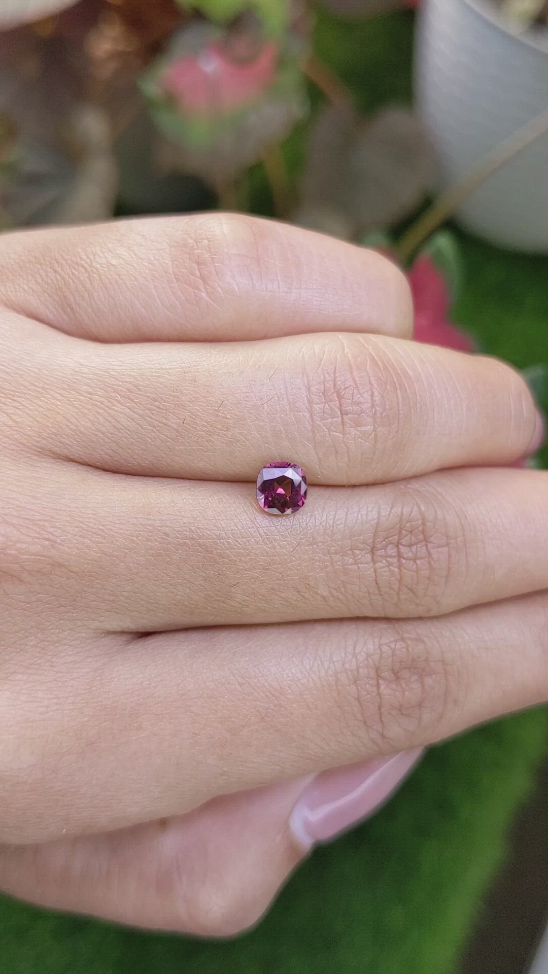 0.75 Ct. Purplish Pink Rhodolite Garnet from Ceylon (Sri Lanka) Size Video