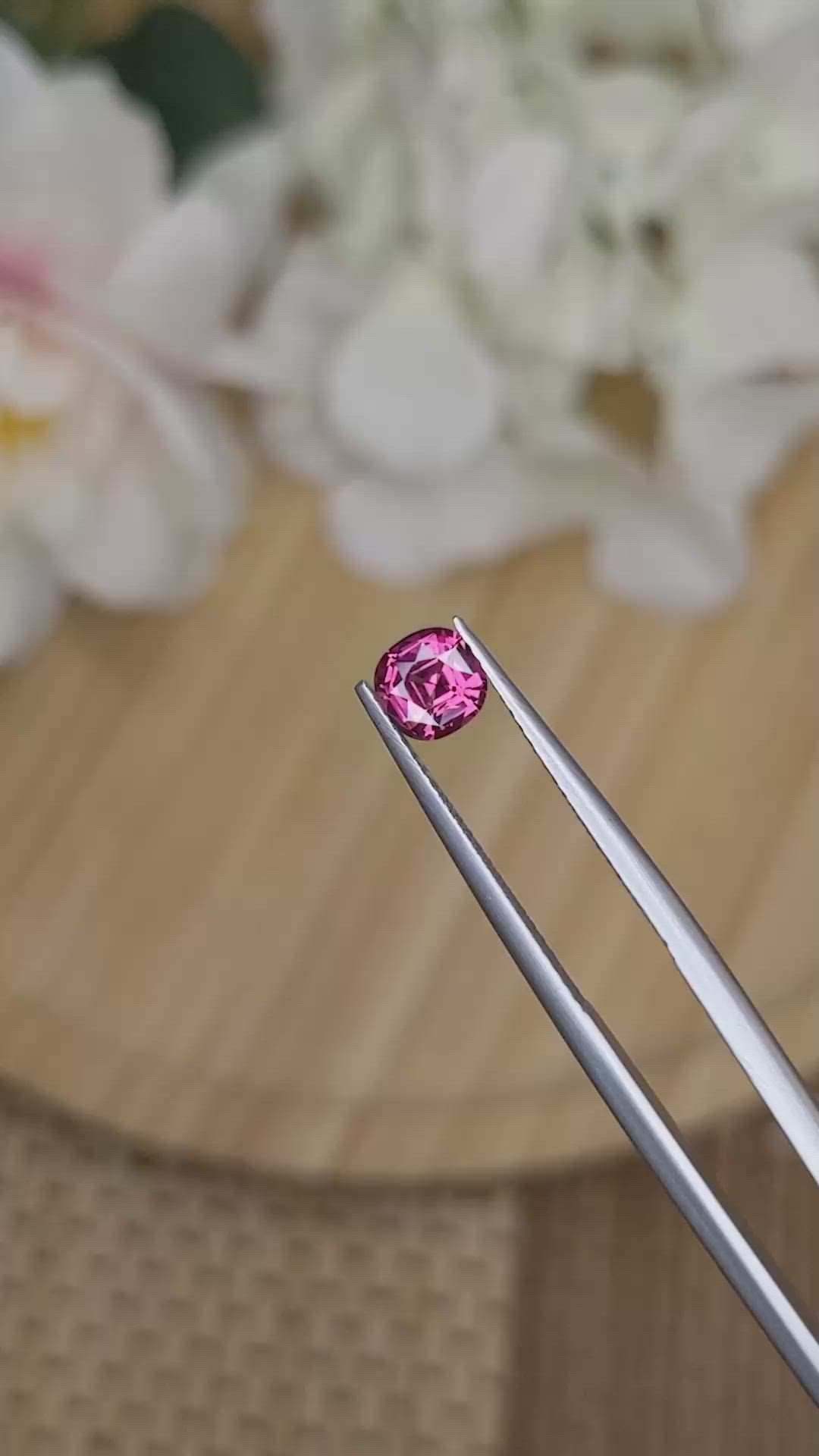 0.75 Ct. Purplish Pink Rhodolite Garnet from Ceylon (Sri Lanka) Size Video