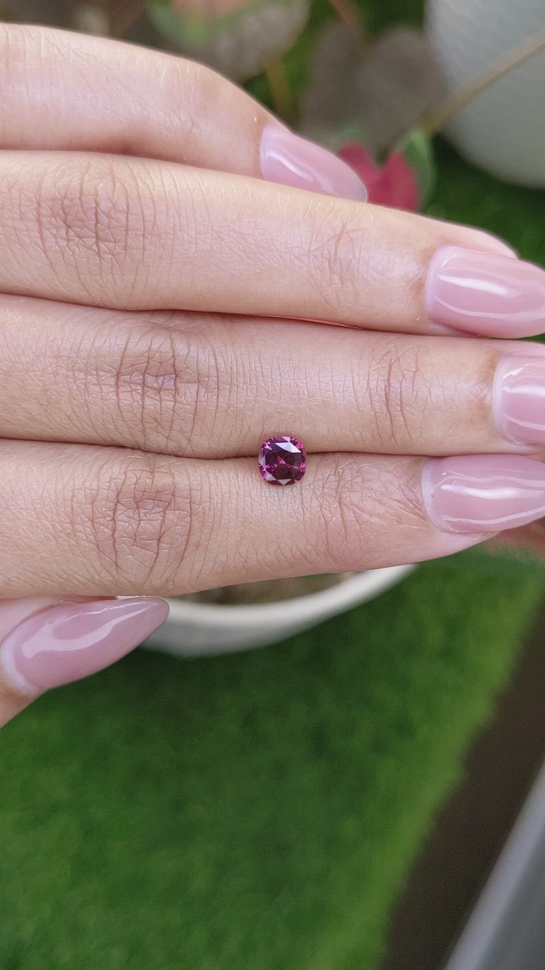 0.75 Ct. Purplish Pink Rhodolite Garnet from Ceylon (Sri Lanka) Size Video