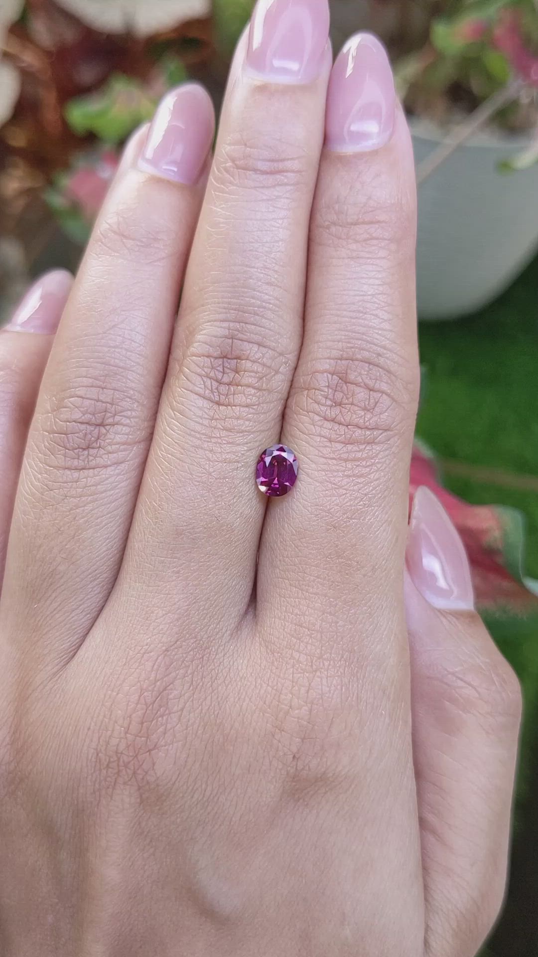 0.83 Ct. Pinkish Purple Rhodolite Garnet from Ceylon (Sri Lanka) Size Video
