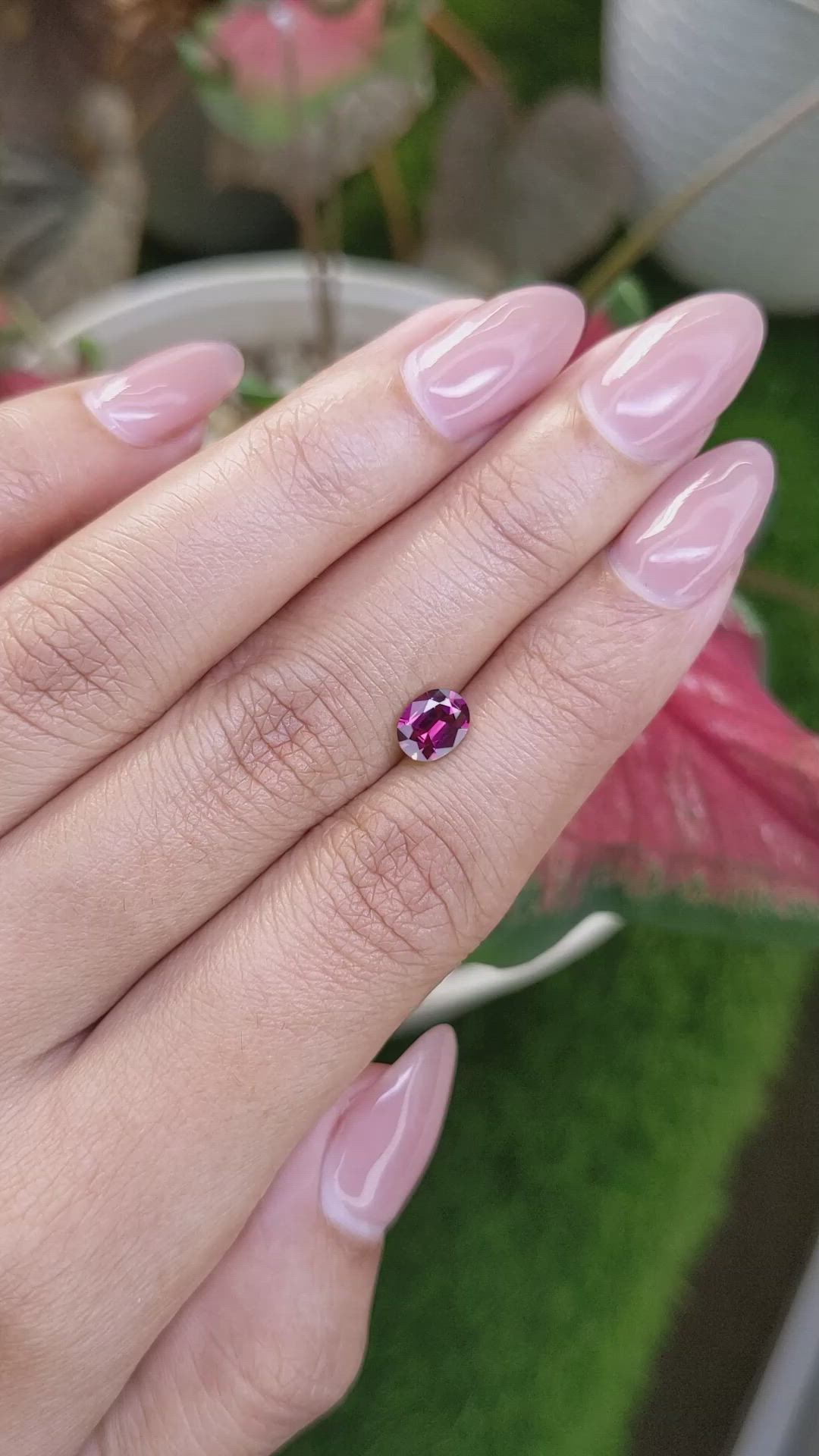 0.83 Ct. Pinkish Purple Rhodolite Garnet from Ceylon (Sri Lanka) Size Video
