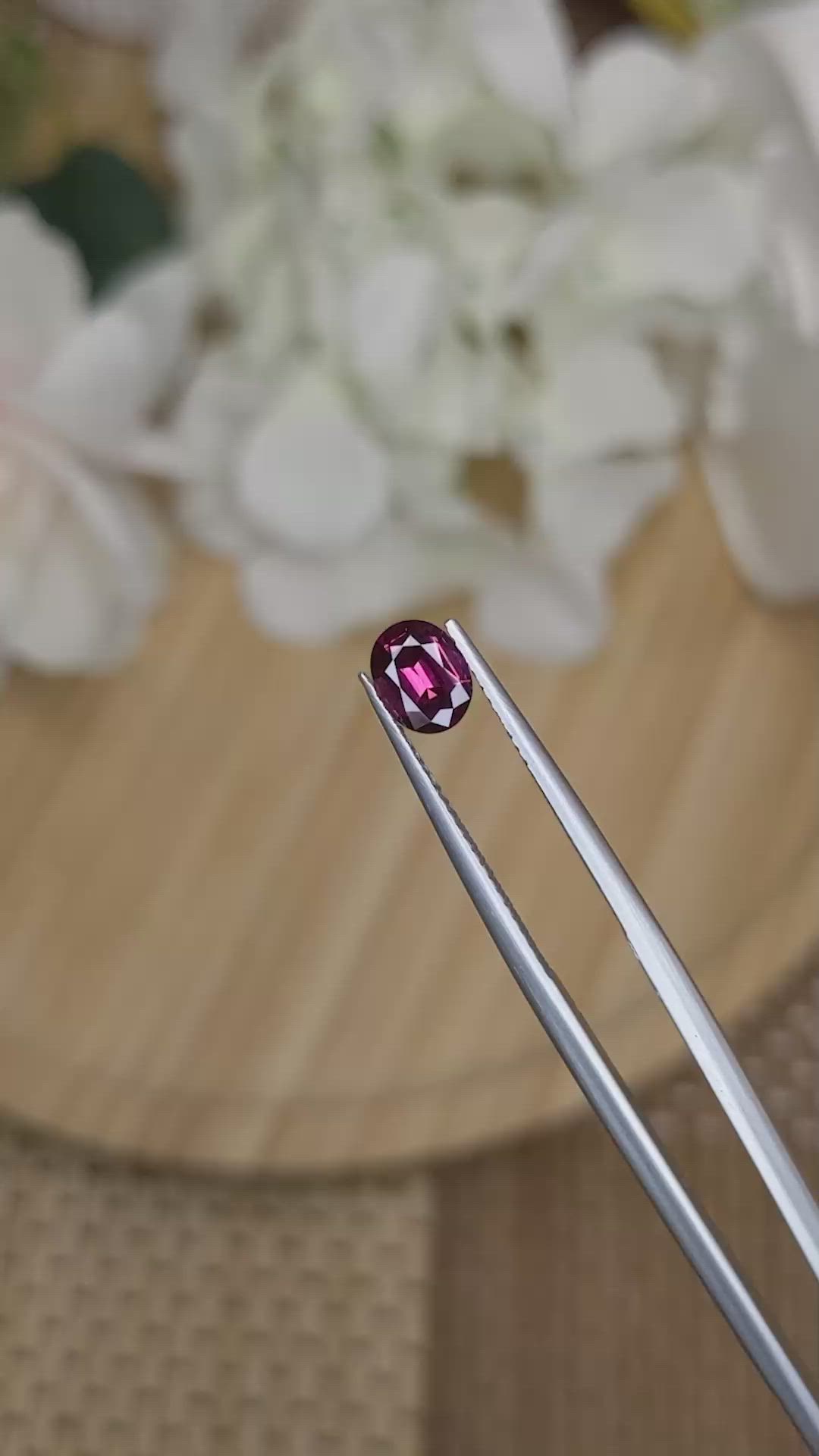 0.83 Ct. Pinkish Purple Rhodolite Garnet from Ceylon (Sri Lanka) Size Video