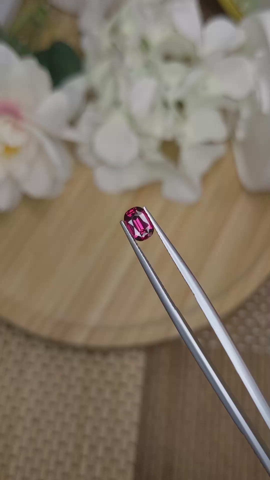 0.93 Ct. Purplish Red Rhodolite Garnet from Ceylon (Sri Lanka) Size Video