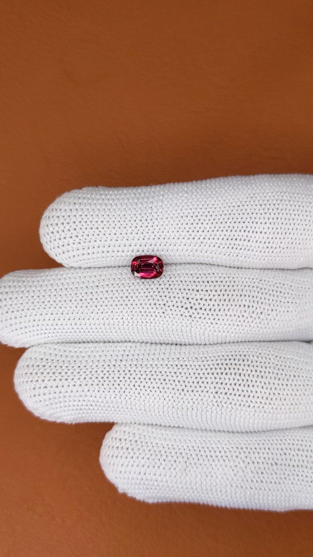 0.93 Ct. Purplish Red Rhodolite Garnet from Ceylon (Sri Lanka) Size Video