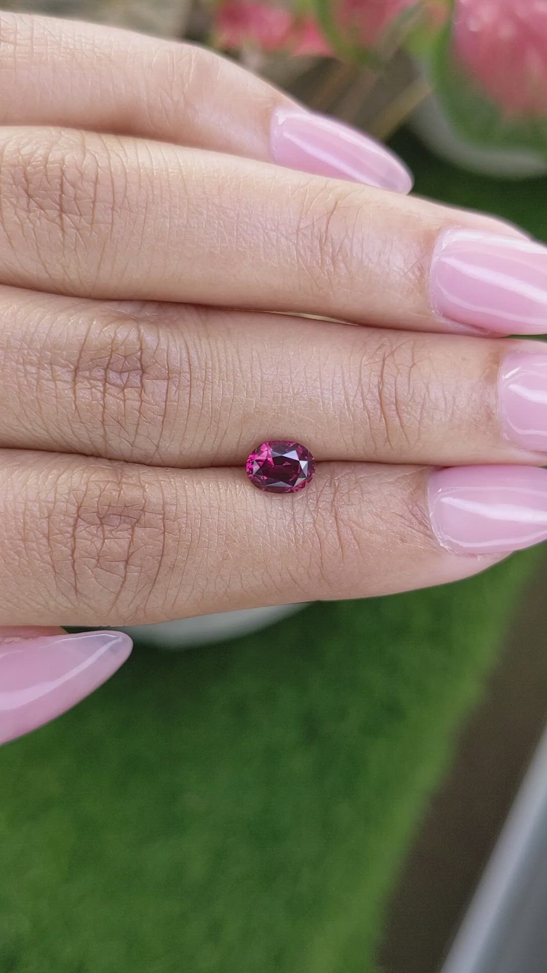 0.97 Ct. Pinkish Purple Rhodolite Garnet from Ceylon (Sri Lanka) Size Video