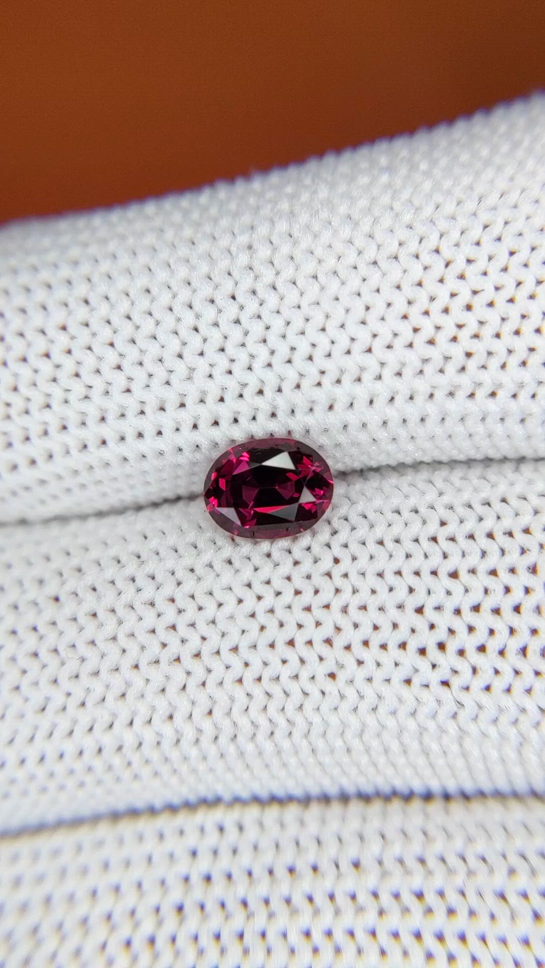 0.97 Ct. Pinkish Purple Rhodolite Garnet from Ceylon (Sri Lanka) Size Video