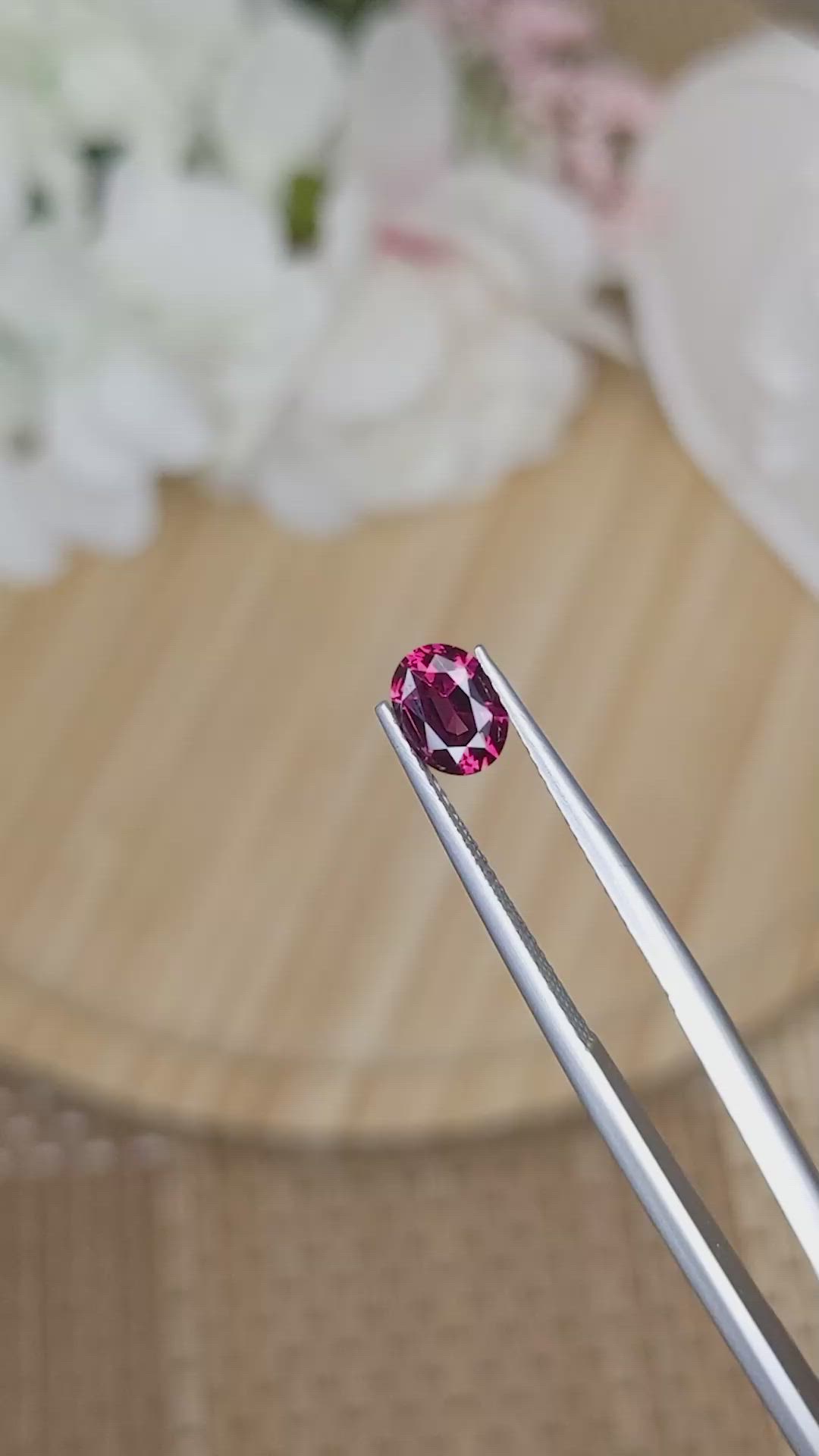 0.97 Ct. Pinkish Purple Rhodolite Garnet from Ceylon (Sri Lanka) Size Video