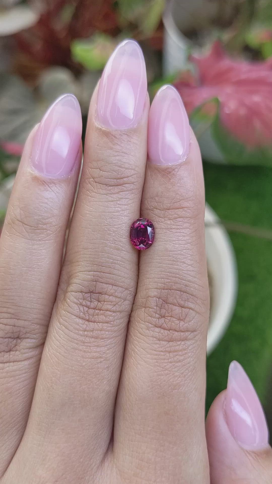 0.97 Ct. Pinkish Purple Rhodolite Garnet from Ceylon (Sri Lanka) Size Video