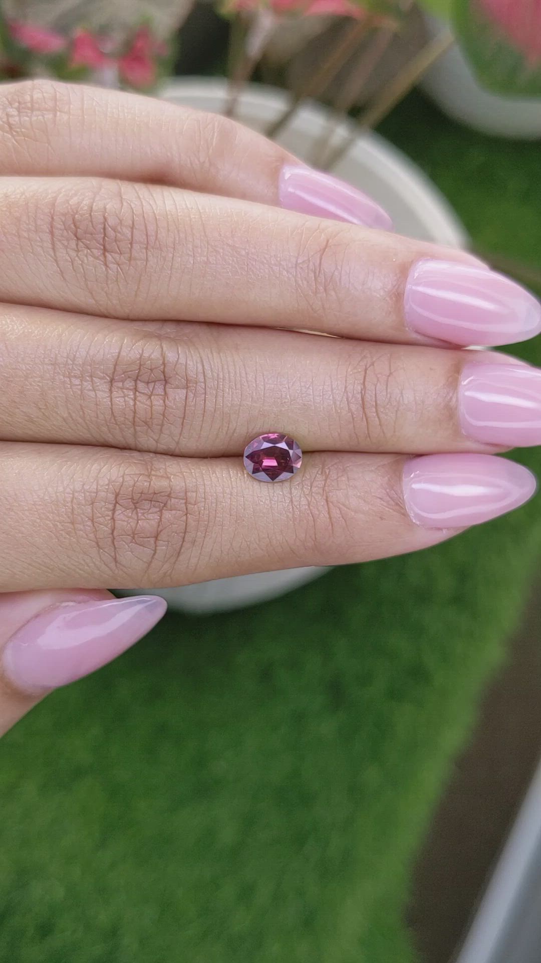 0.97 Ct. Red Rhodolite Garnet from Ceylon (Sri Lanka) Size Video