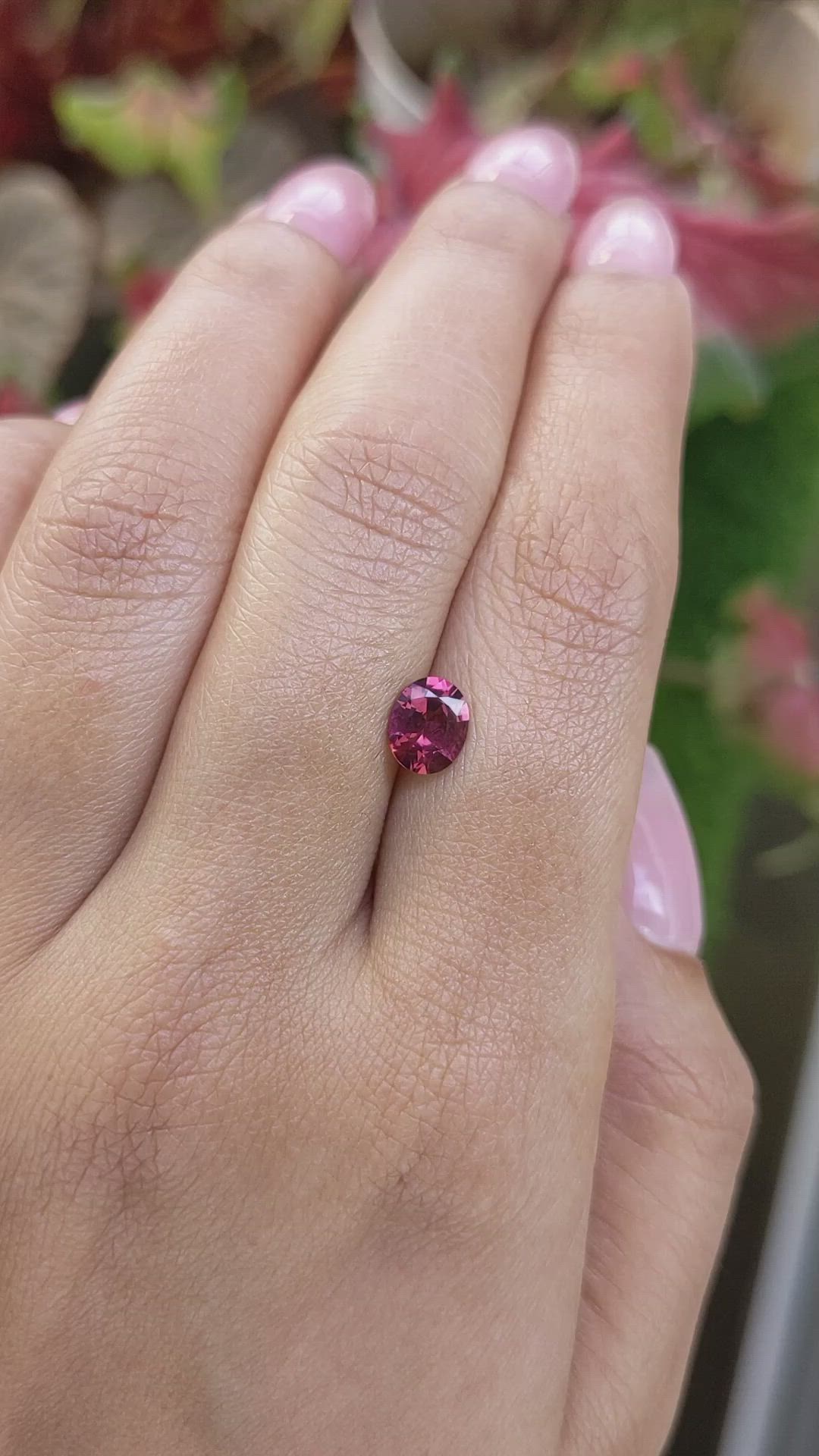 0.97 Ct. Red Rhodolite Garnet from Ceylon (Sri Lanka) Size Video